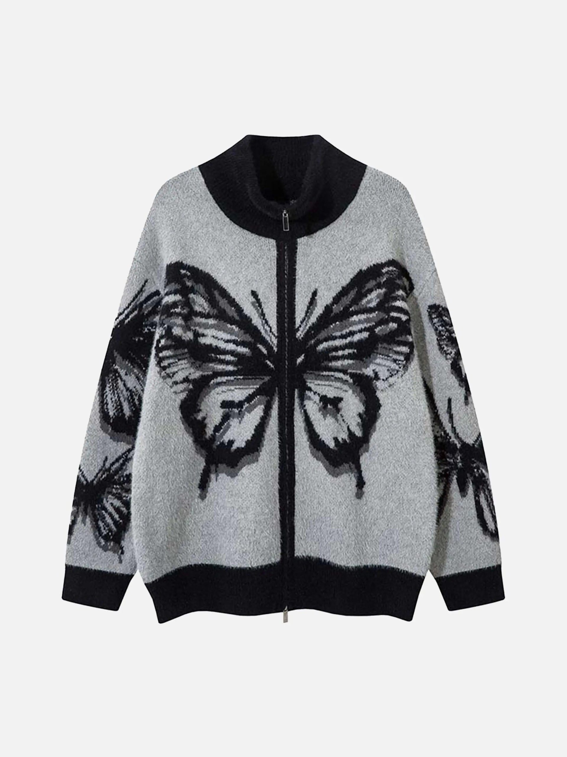 Concert Outfit Hand-Painted Butterfly Mohair Jacquard Cardigan