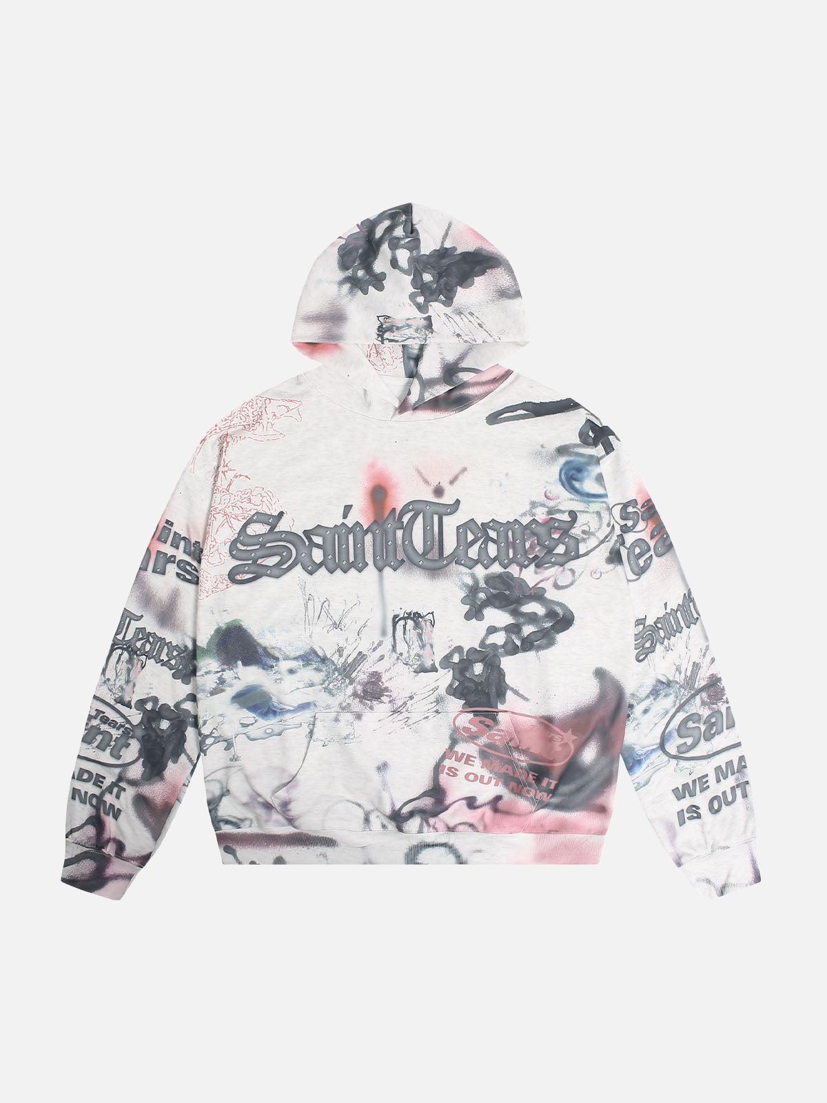 Concert Outfit Hand-Painted Ink Graffiti Hoodie
