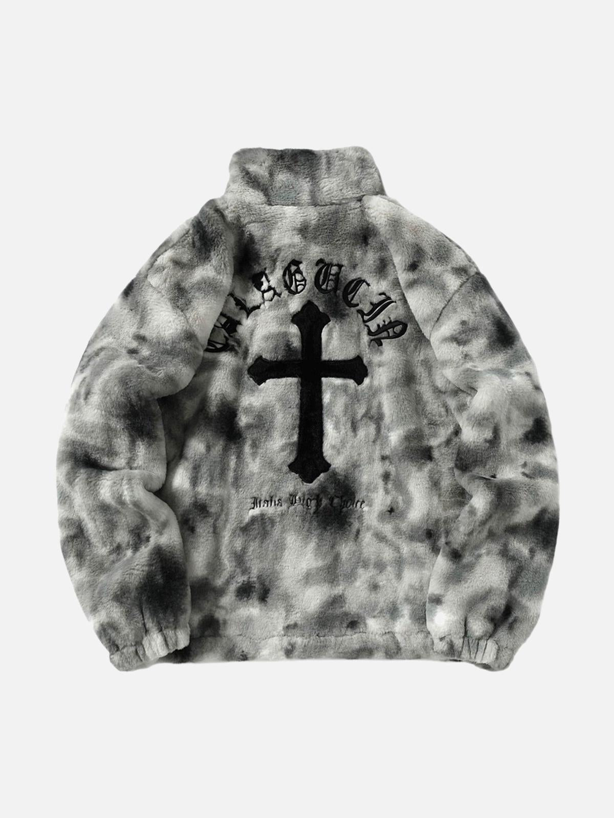 Concert Outfit Heavy-Duty Faux Lambswool Tie-Dye Urban Jacket