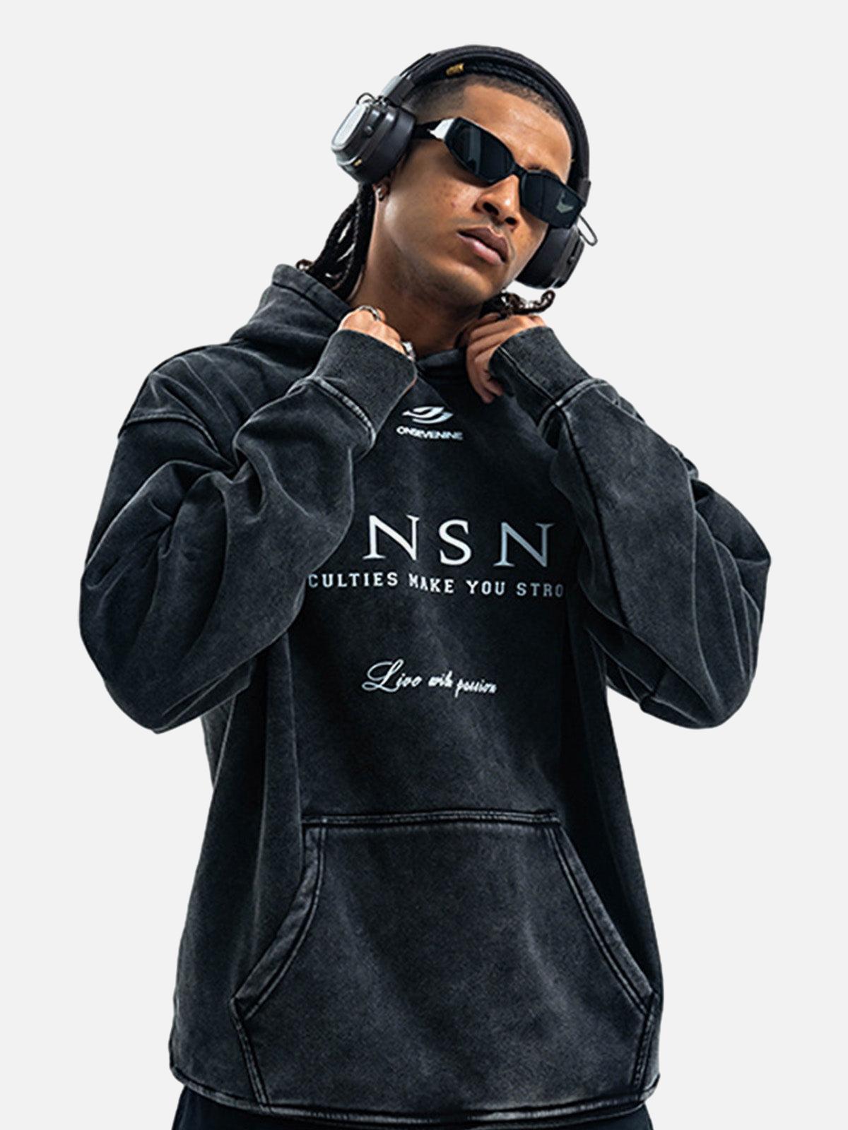 Concert Outfit Heavy Washed Print Fleece Hoodie
