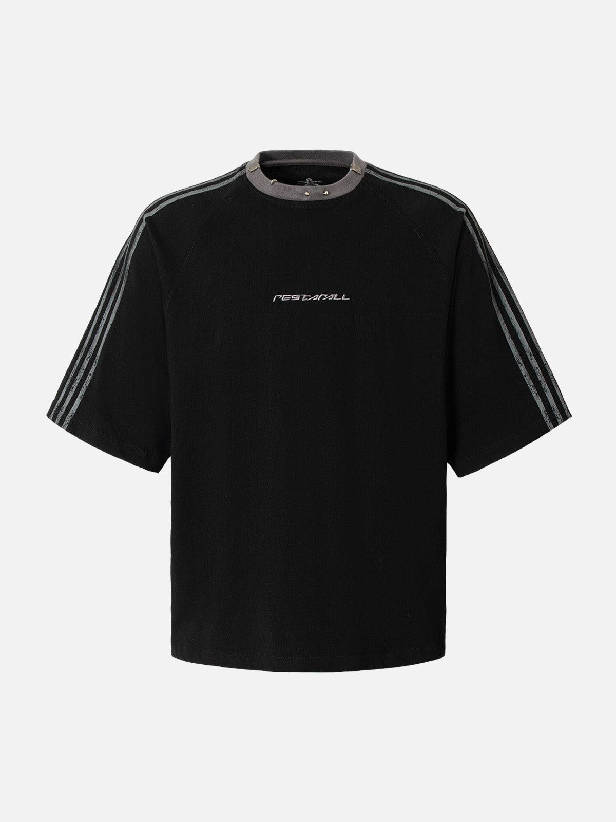 Concert Outfit Heavy Washed Street Metal Collar T-Shirt