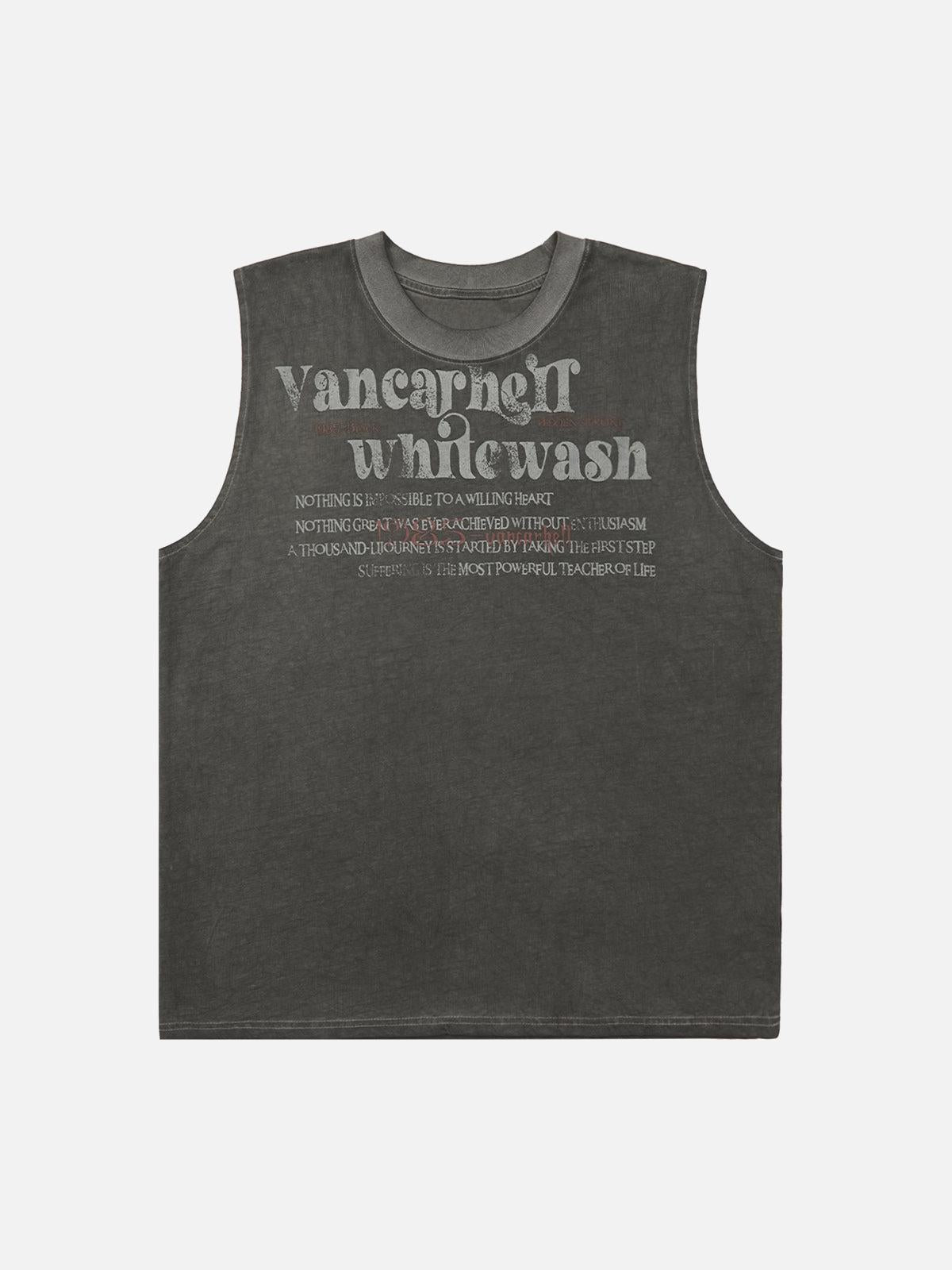 Concert Outfit Heavy Worker Washed And Broken Retro Font Vest