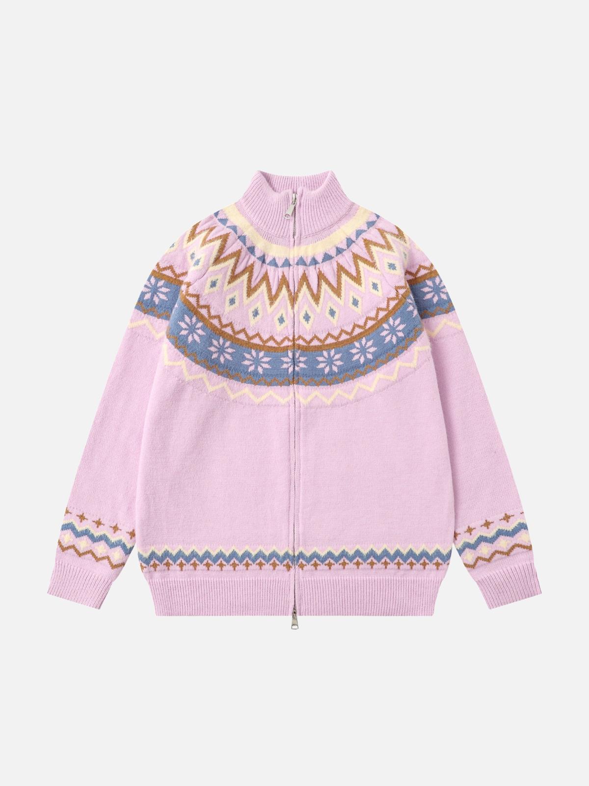 Concert Outfit High-Neck knitwear Diamond Weave Jacquard Sweater