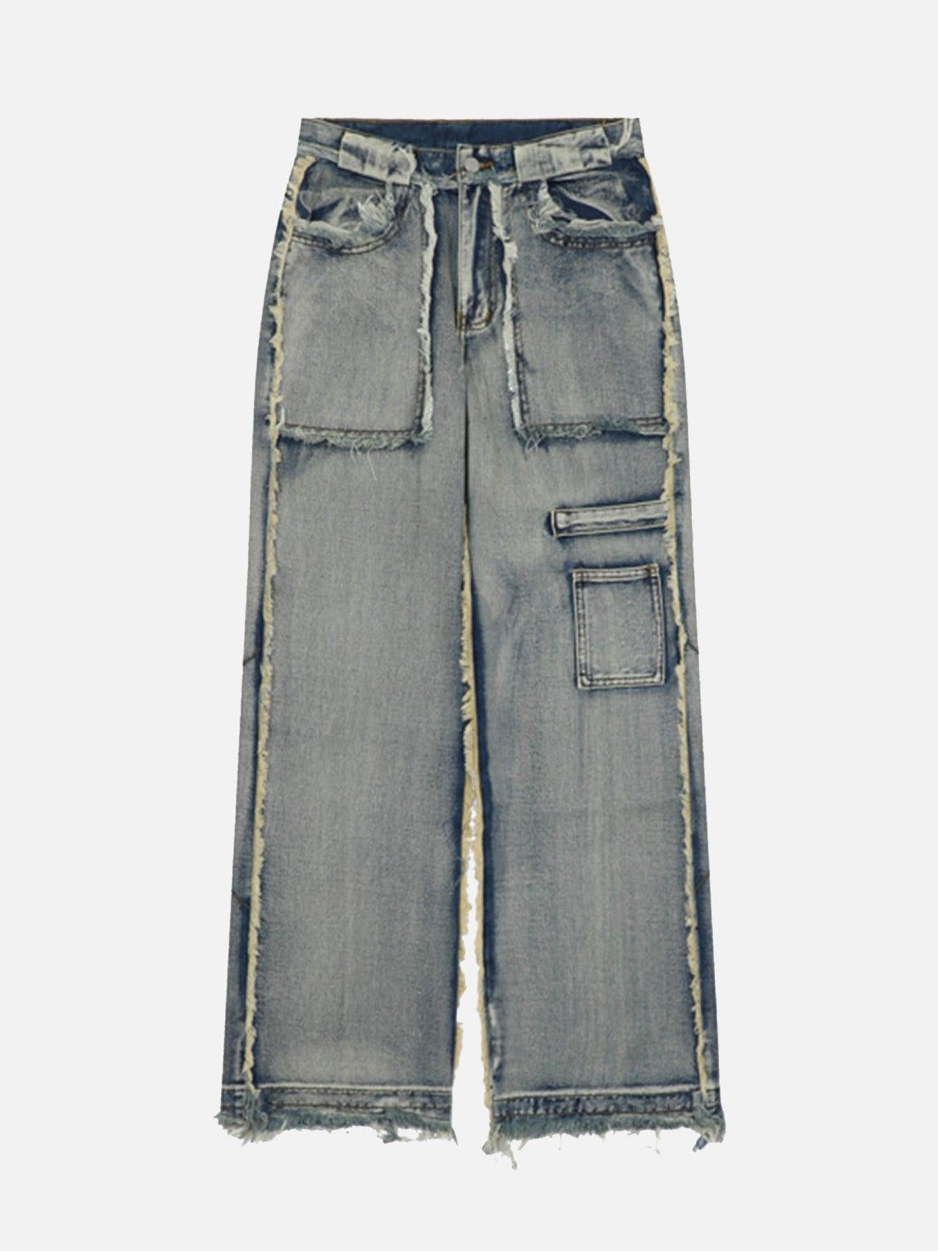 Concert Outfit High Street Distressed Raw Edge Jeans