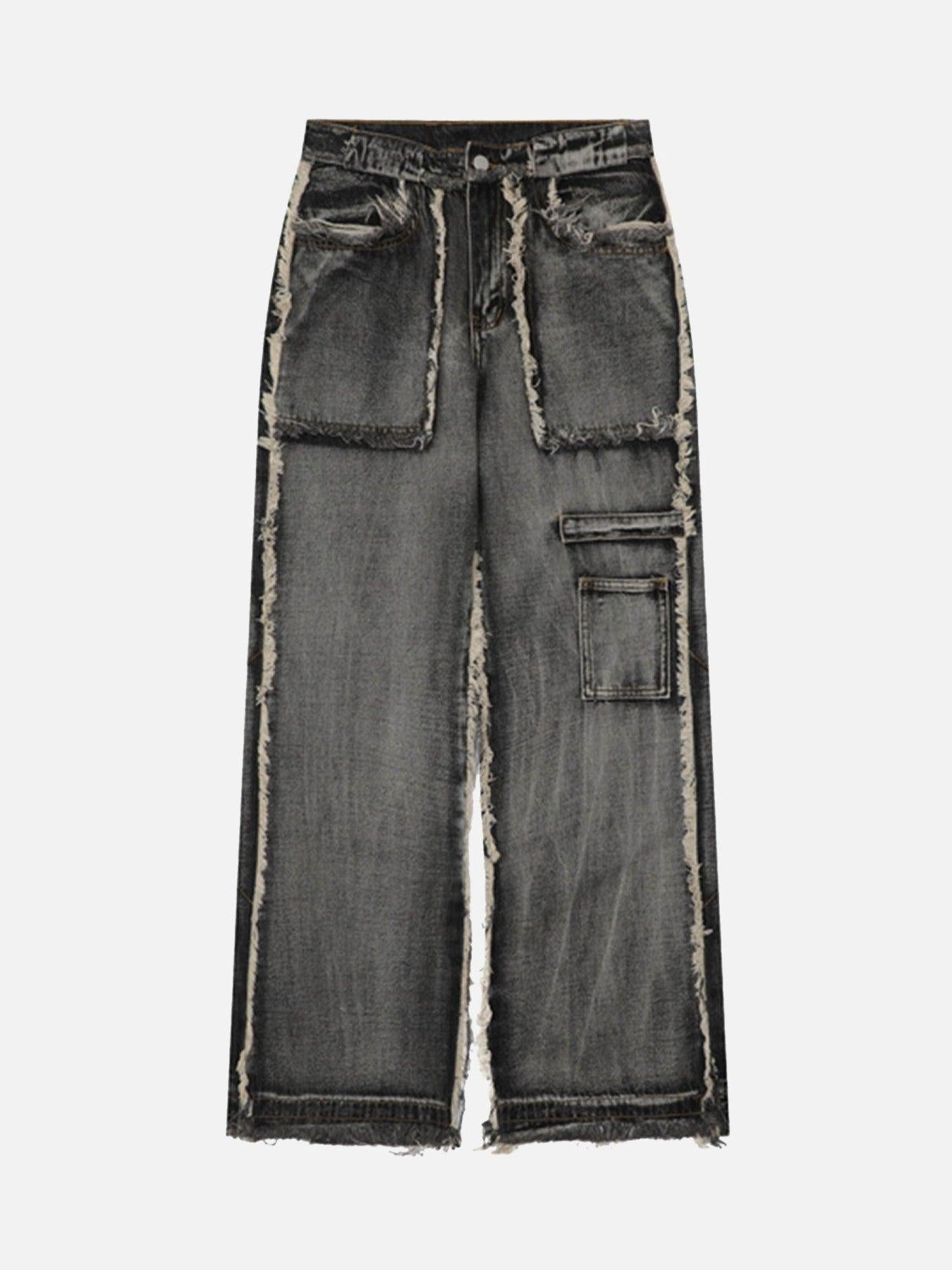 Concert Outfit High Street Distressed Raw Edge Jeans