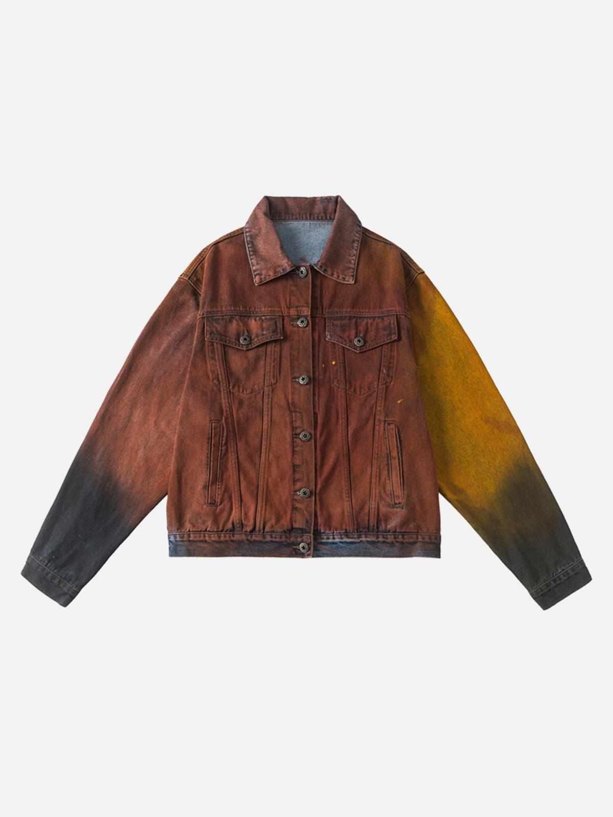 Concert Outfit High Street Distressed Spray-Painted Denim Jacket