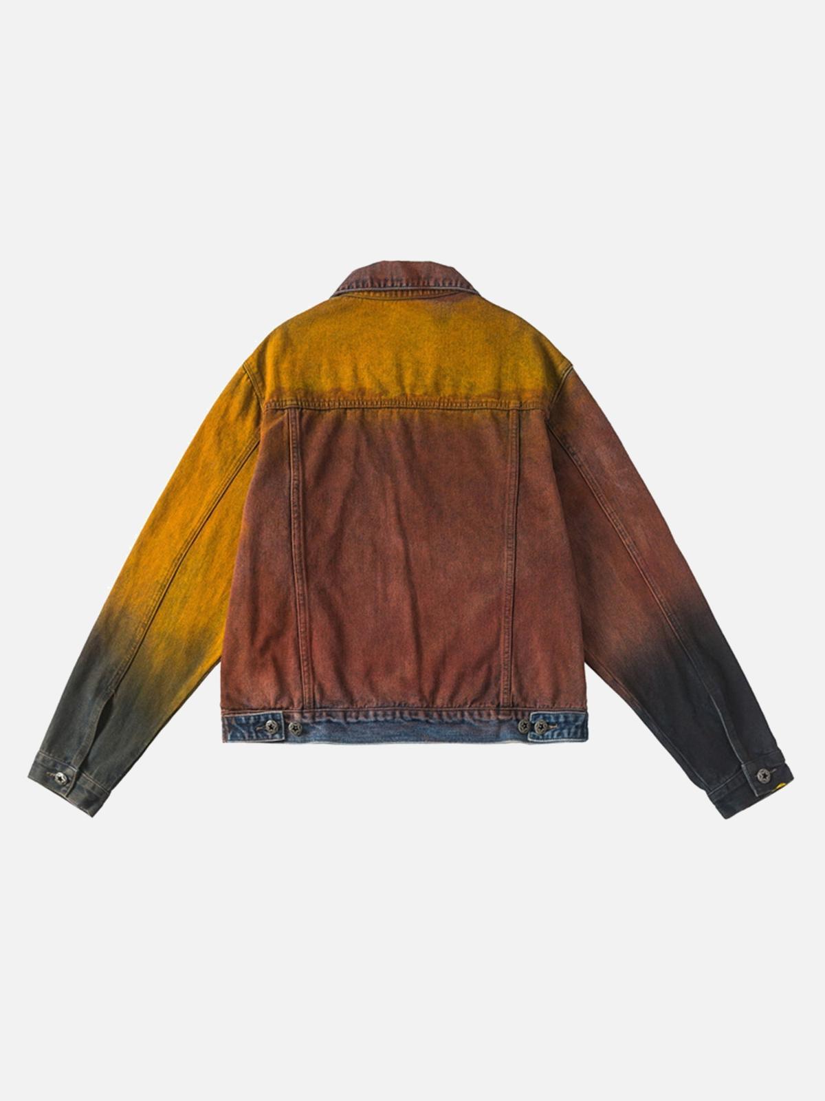 Concert Outfit High Street Distressed Spray-Painted Denim Jacket