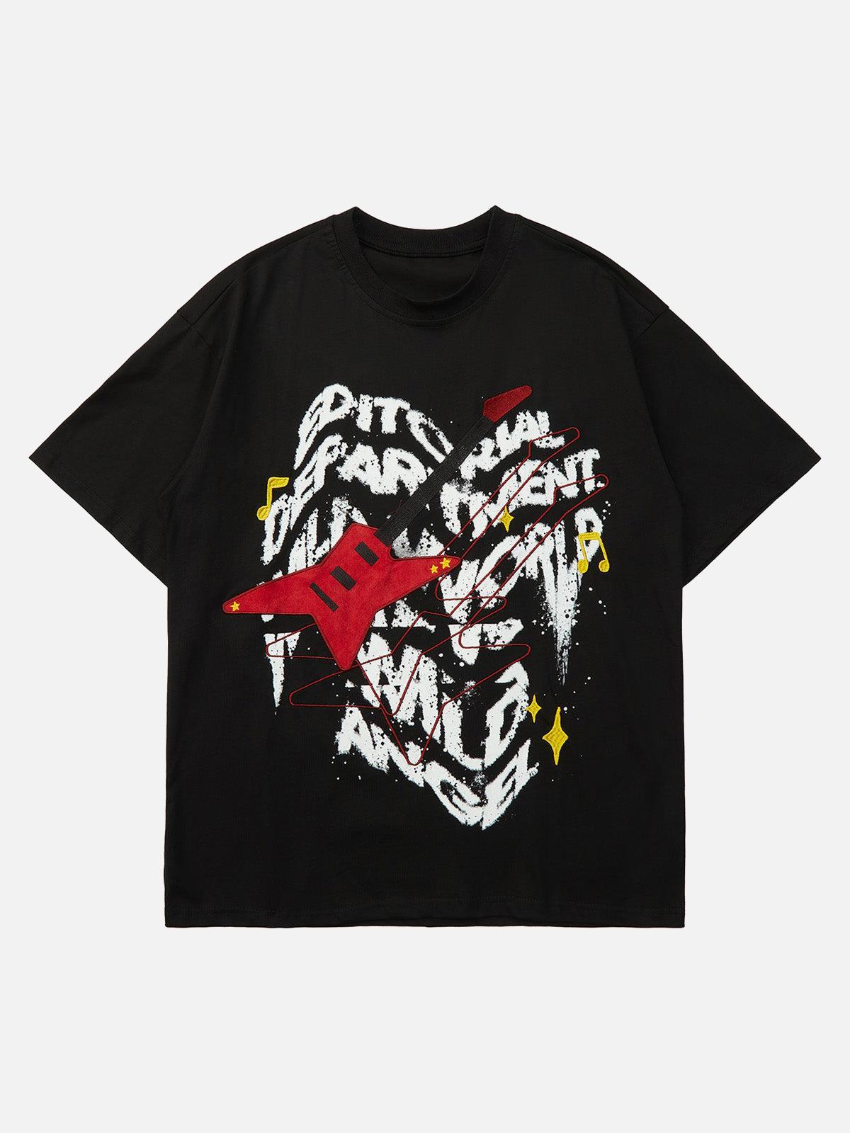 Concert Outfit High Street Embroidered Letters Creative Printed T-Shirt