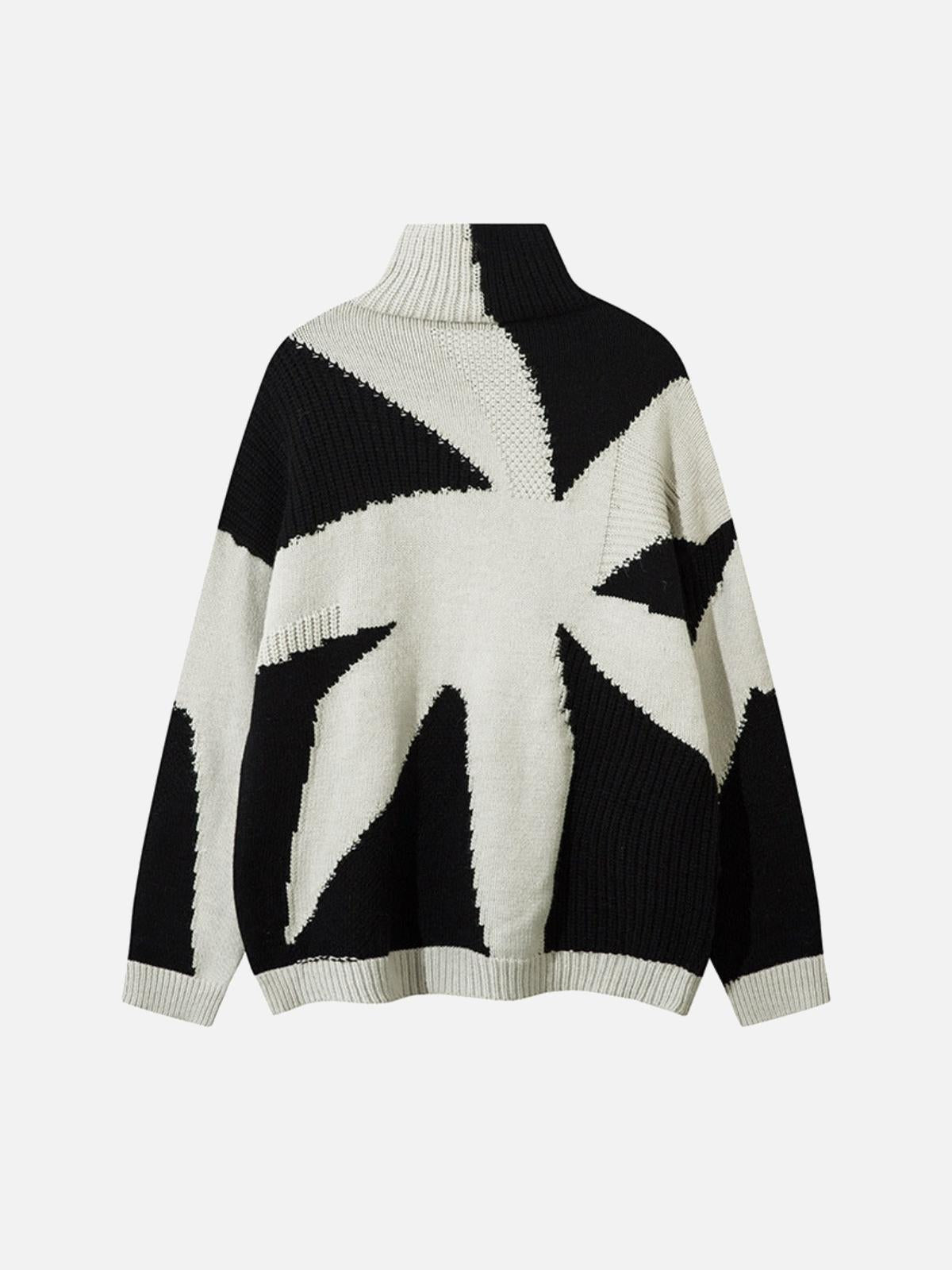 Concert Outfit High Street High-Neck Spiral Jacquard Sweater