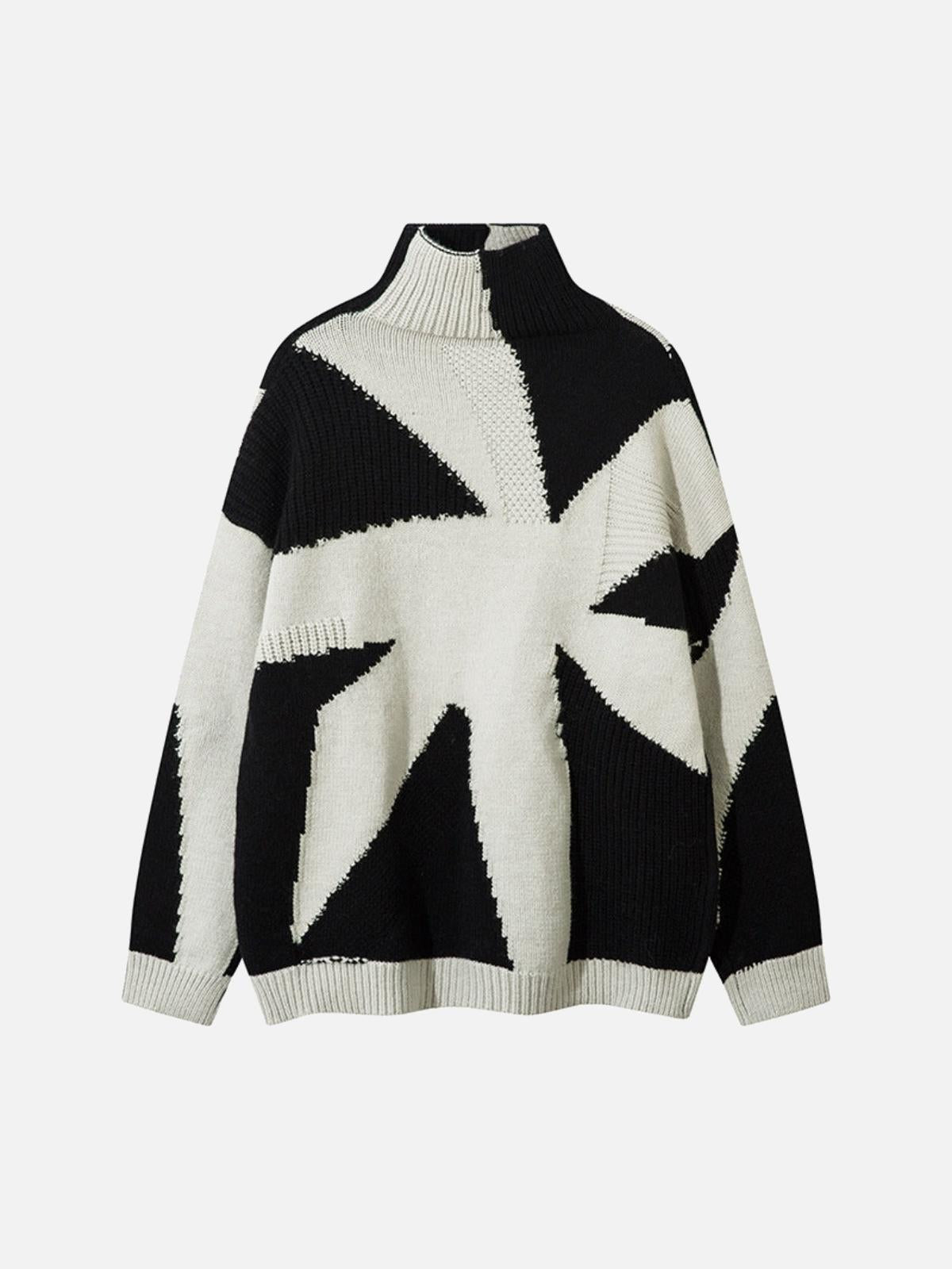 Concert Outfit High Street High-Neck Spiral Jacquard Sweater