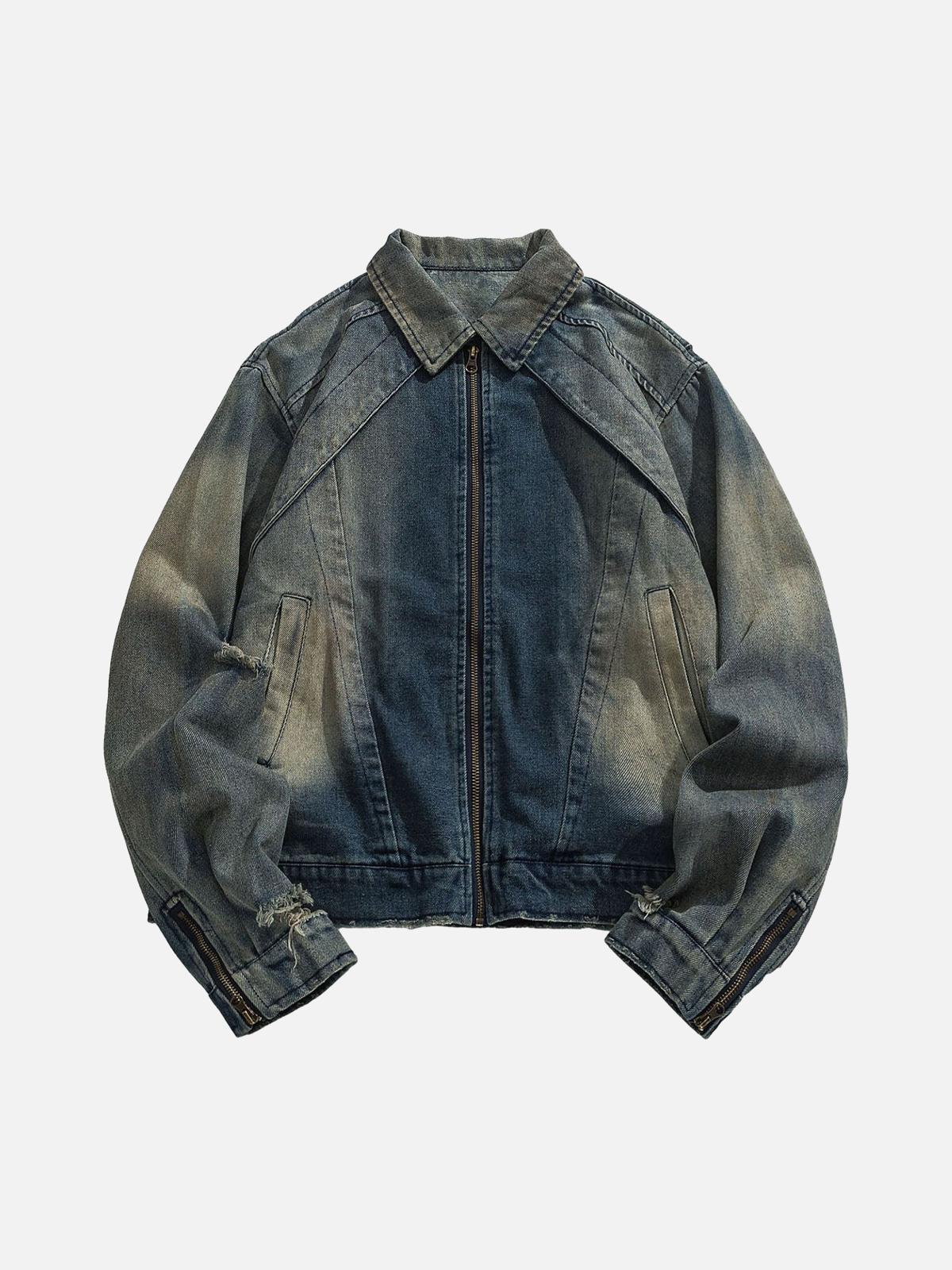 Concert Outfit High Street Hip-Hop Distressed Washed Denim Jacket