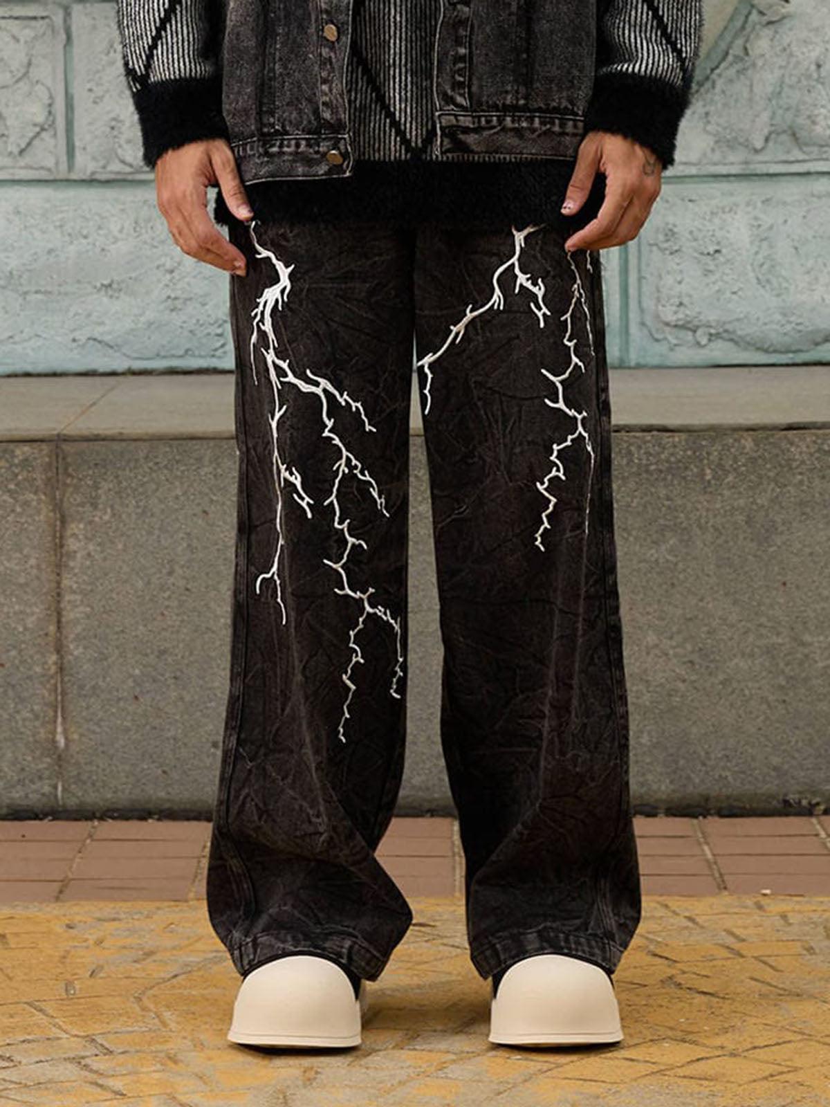 Concert Outfit High Street Hip-Hop Distressed Washed Jeans