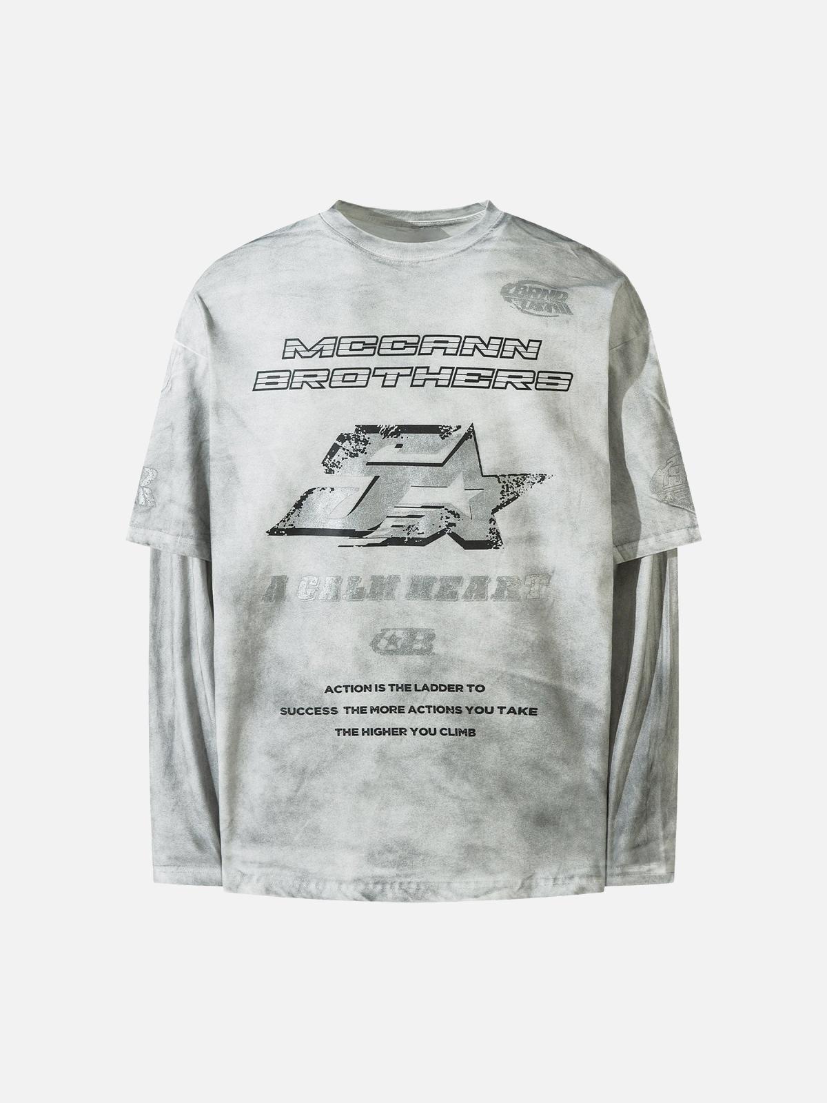 Concert Outfit High Street Hip-Hop Patchwork Long-Sleeved T-Shirt
