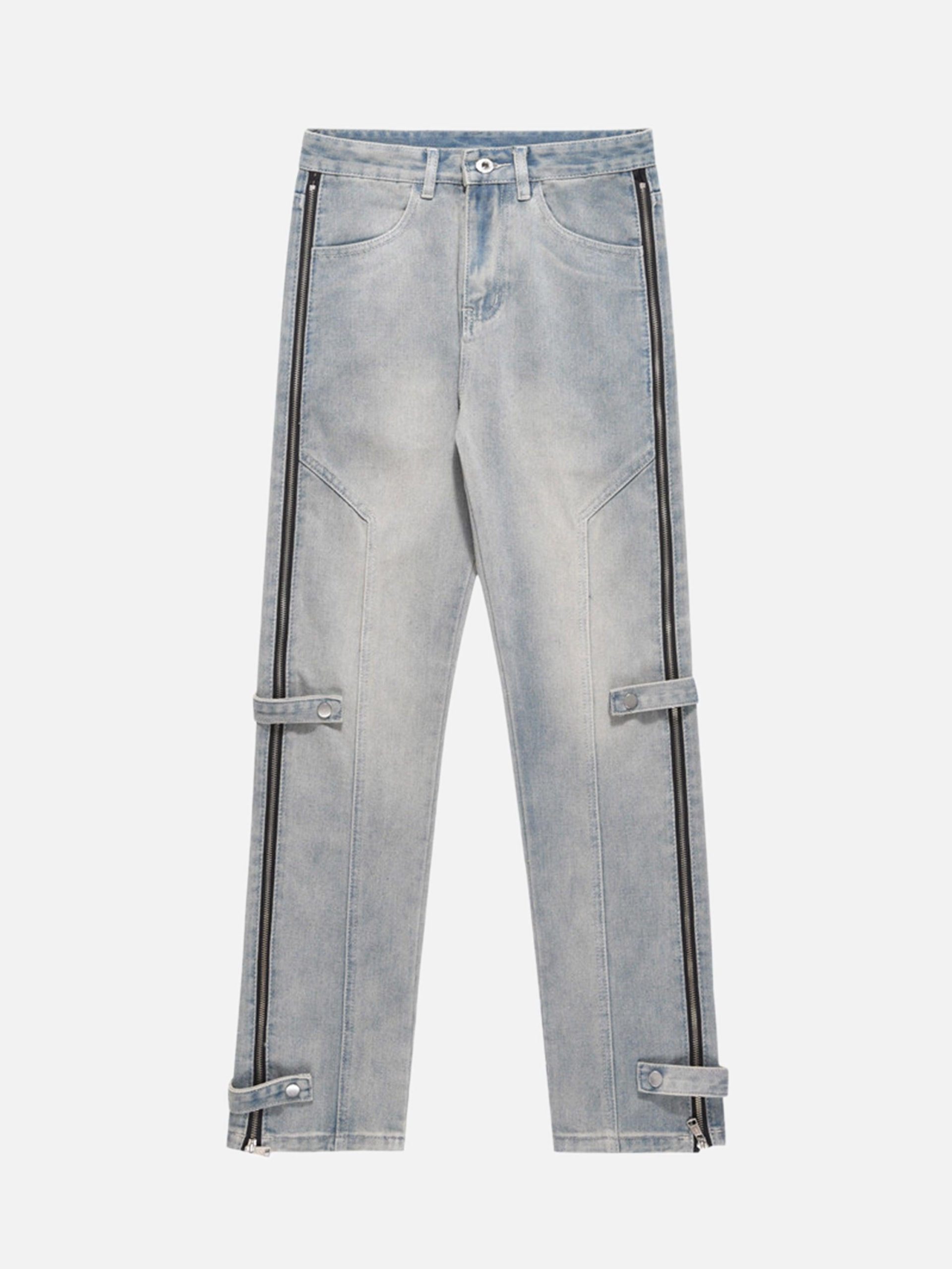 Concert Outfit High Street Hip-Hop Zipper Straight Jeans