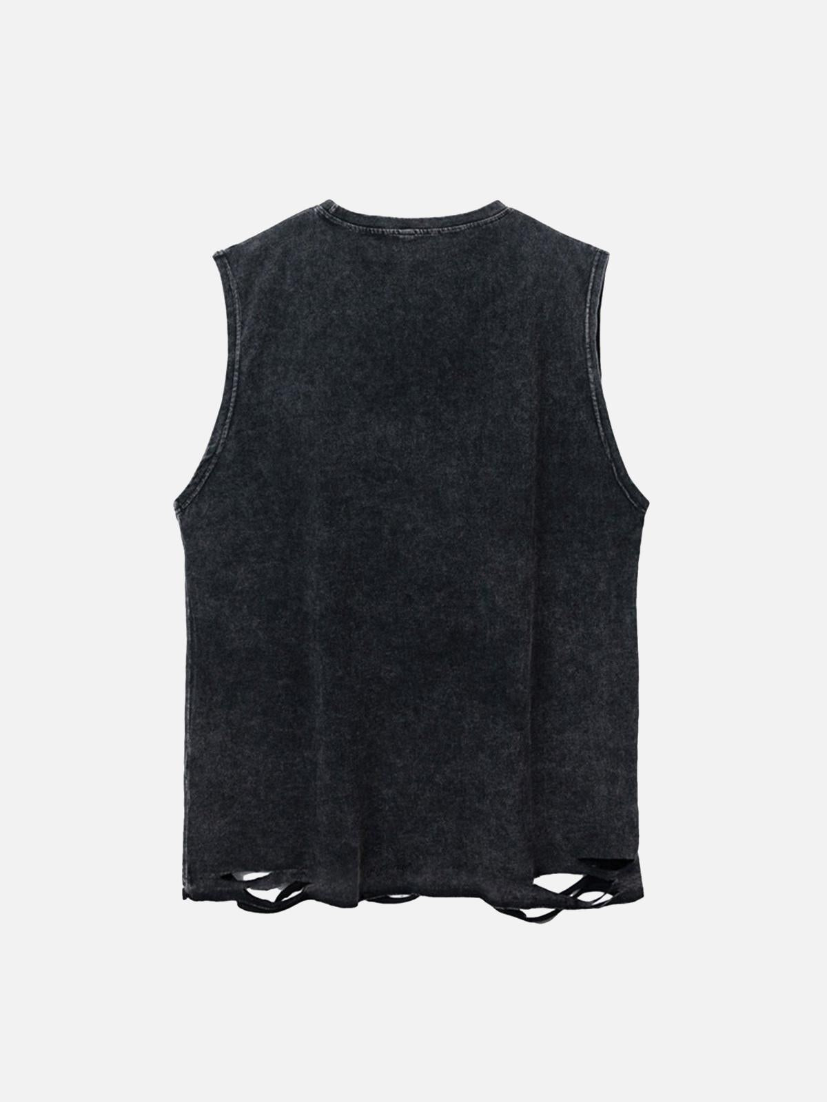 Concert Outfit High Street Ripped Retro Hip-Hop Vest