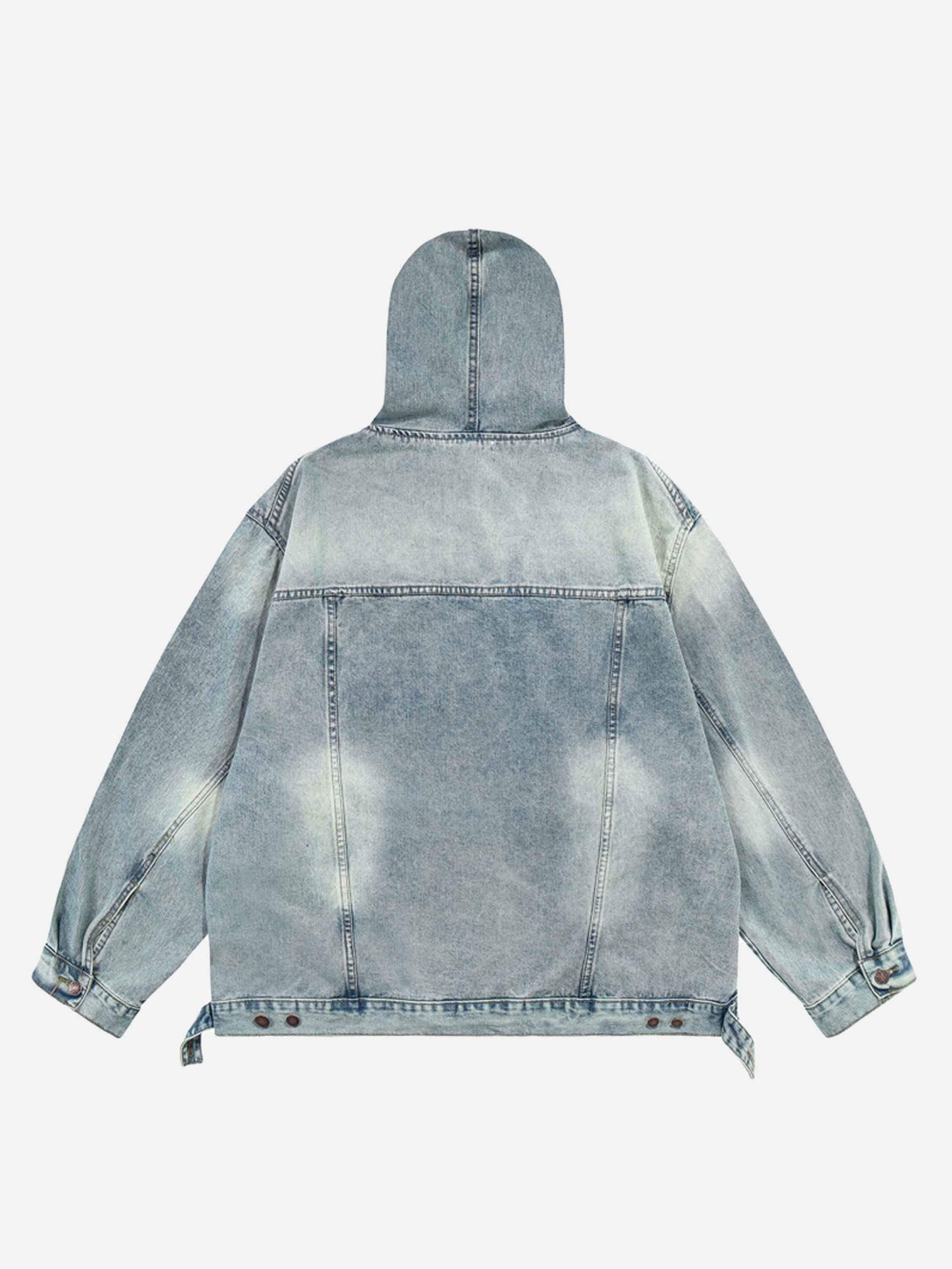 Concert Outfit High Street Washed And Worn Denim Hoodie