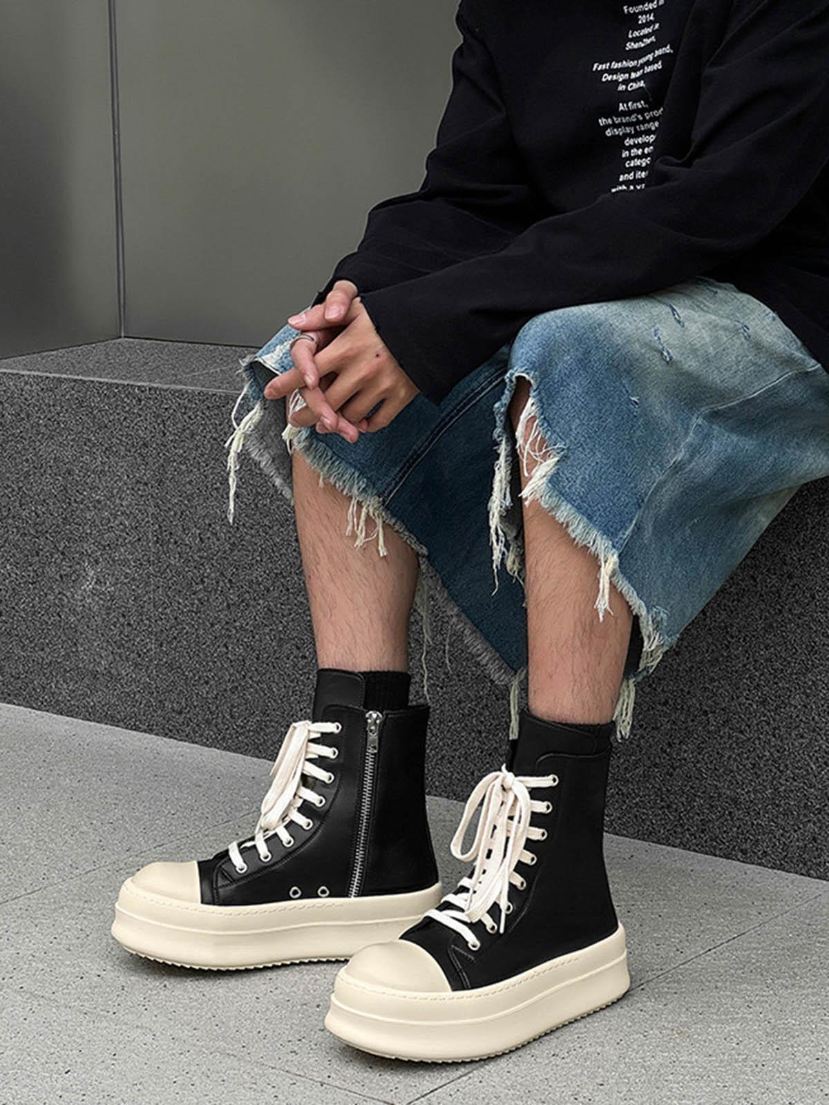 Concert Outfit High-Top Side Zipper Platform Sneakers