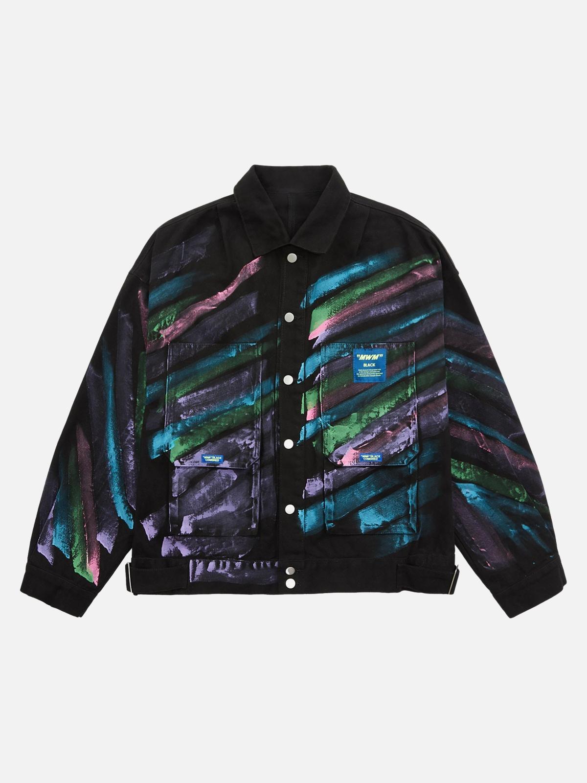 Concert Outfit Hip-Hop Hand-Painted Graffiti Denim Jacket