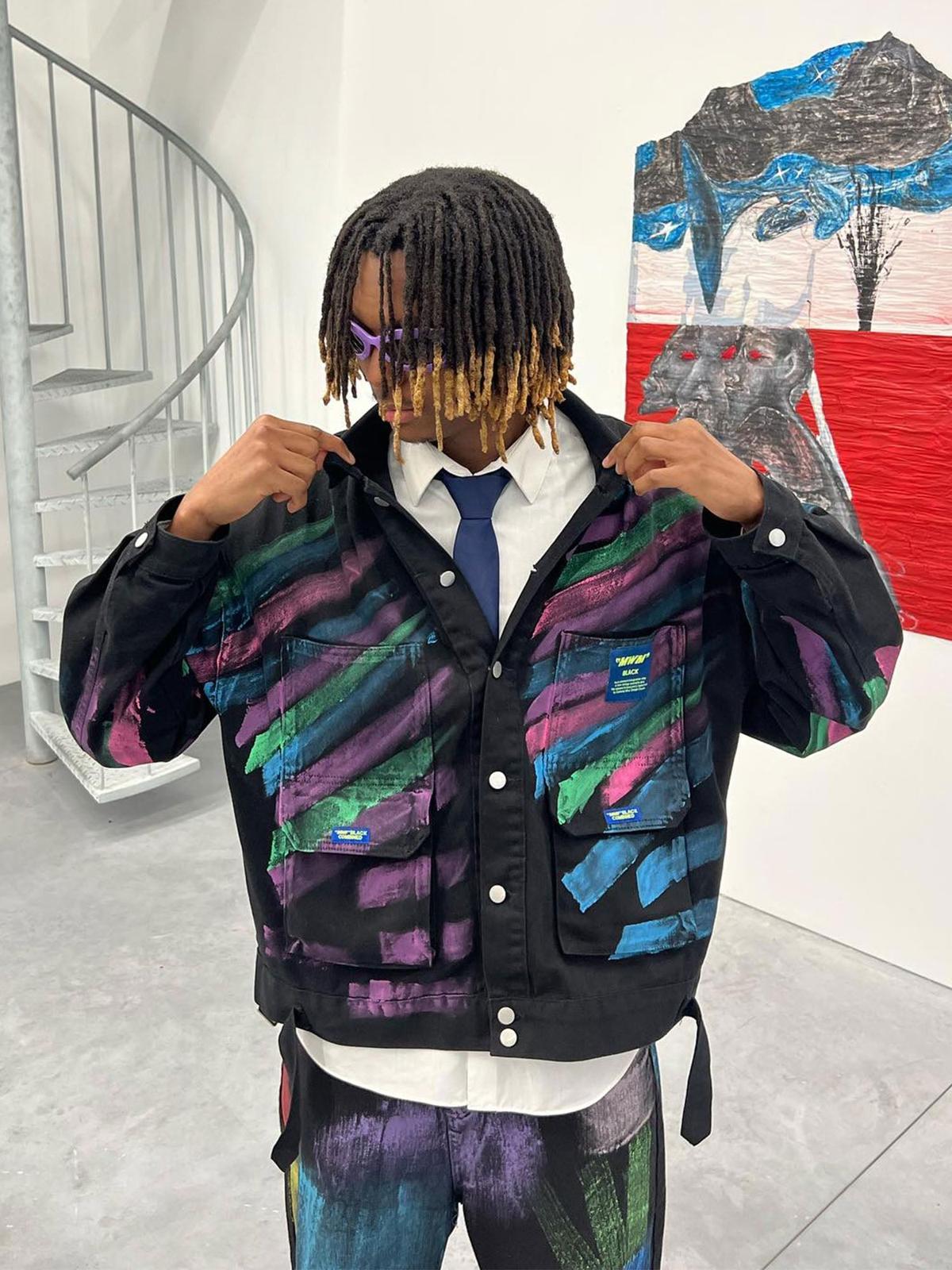Concert Outfit Hip-Hop Hand-Painted Graffiti Denim Jacket