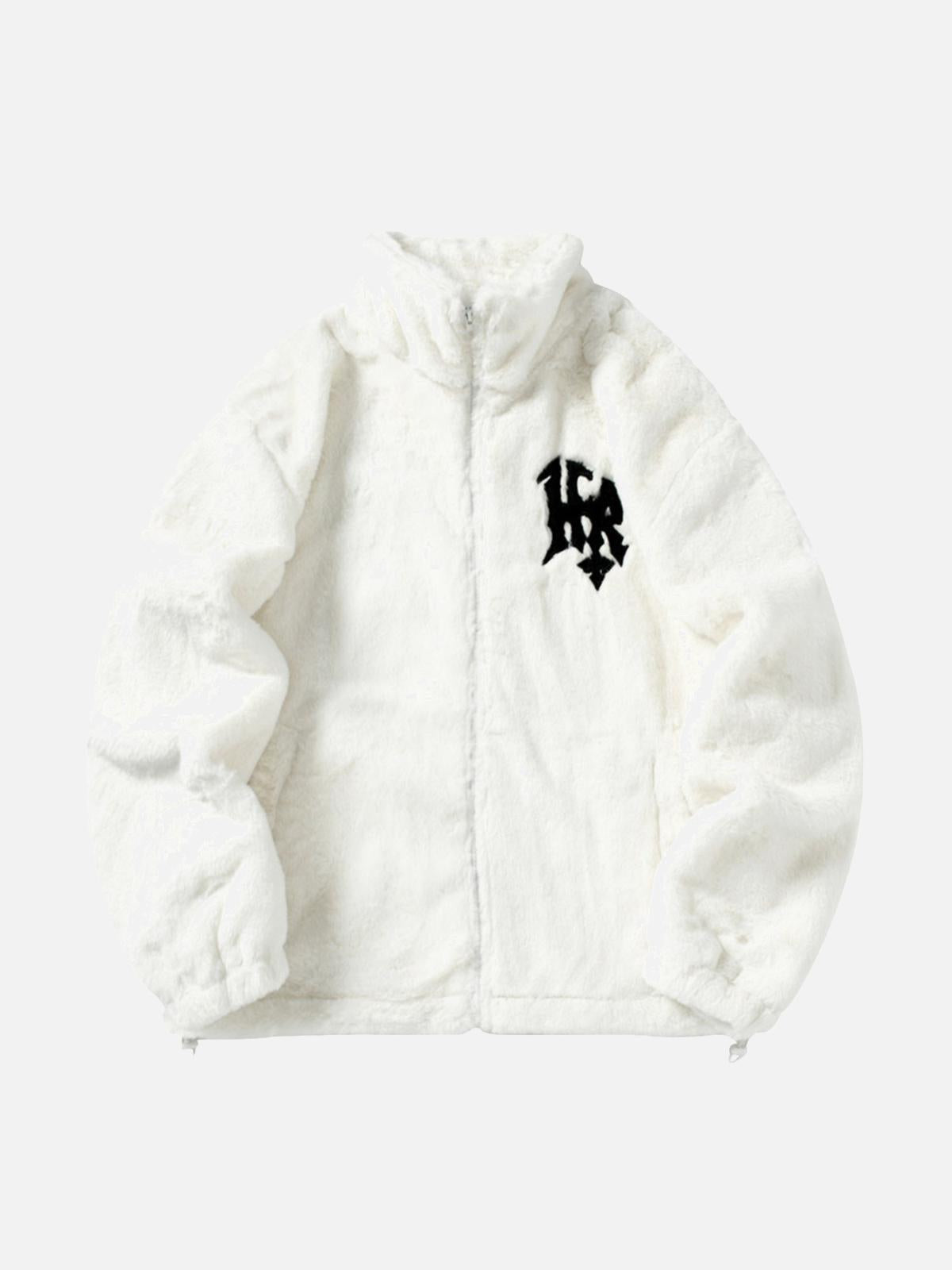 Concert Outfit Hip-Hop Letter Stand Collar Fur Jacket