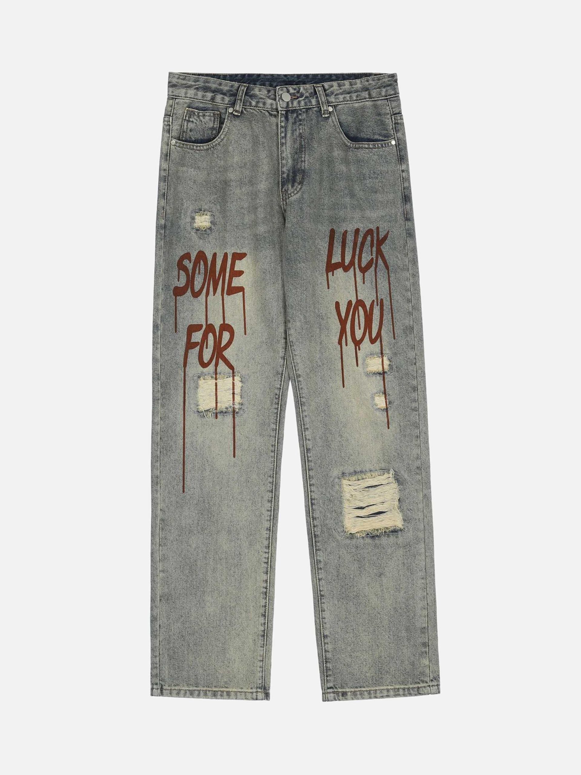 Concert Outfit Hip Hop Retro Patch Denim Jeans