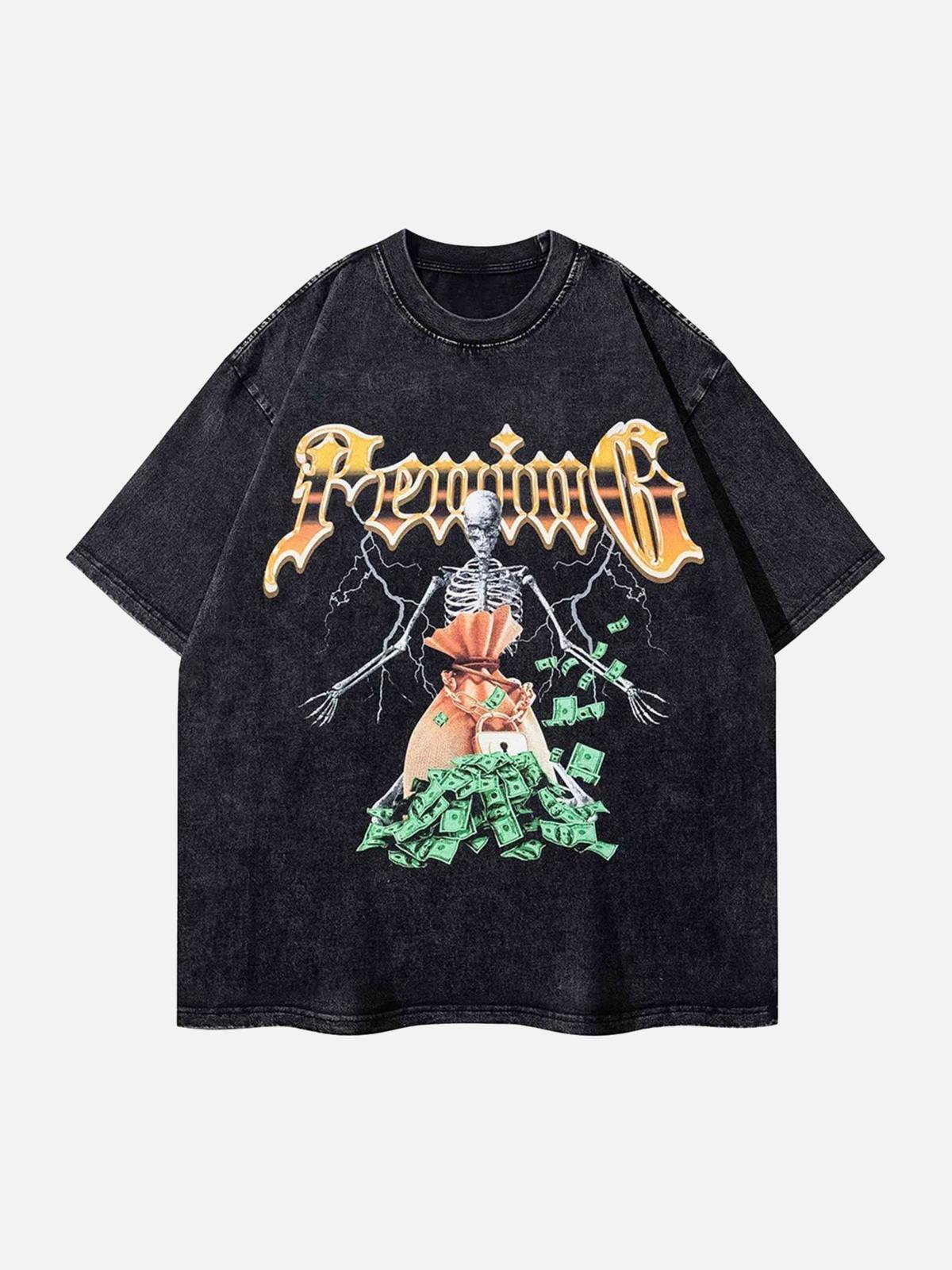 Concert Outfit Hip Hop Skull Print T-Shirt