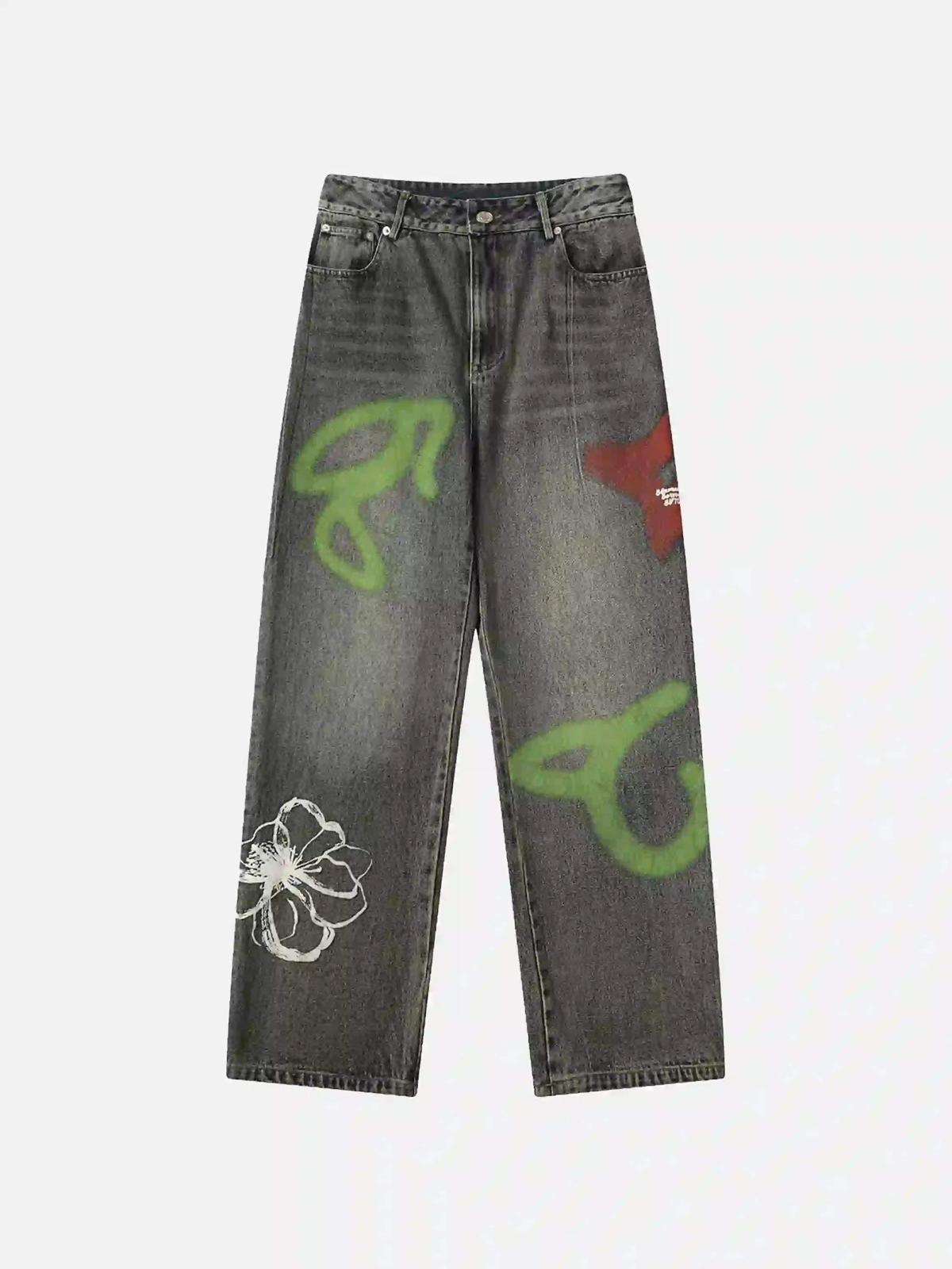 Concert Outfit Hip Hop Street Graffiti Jeans