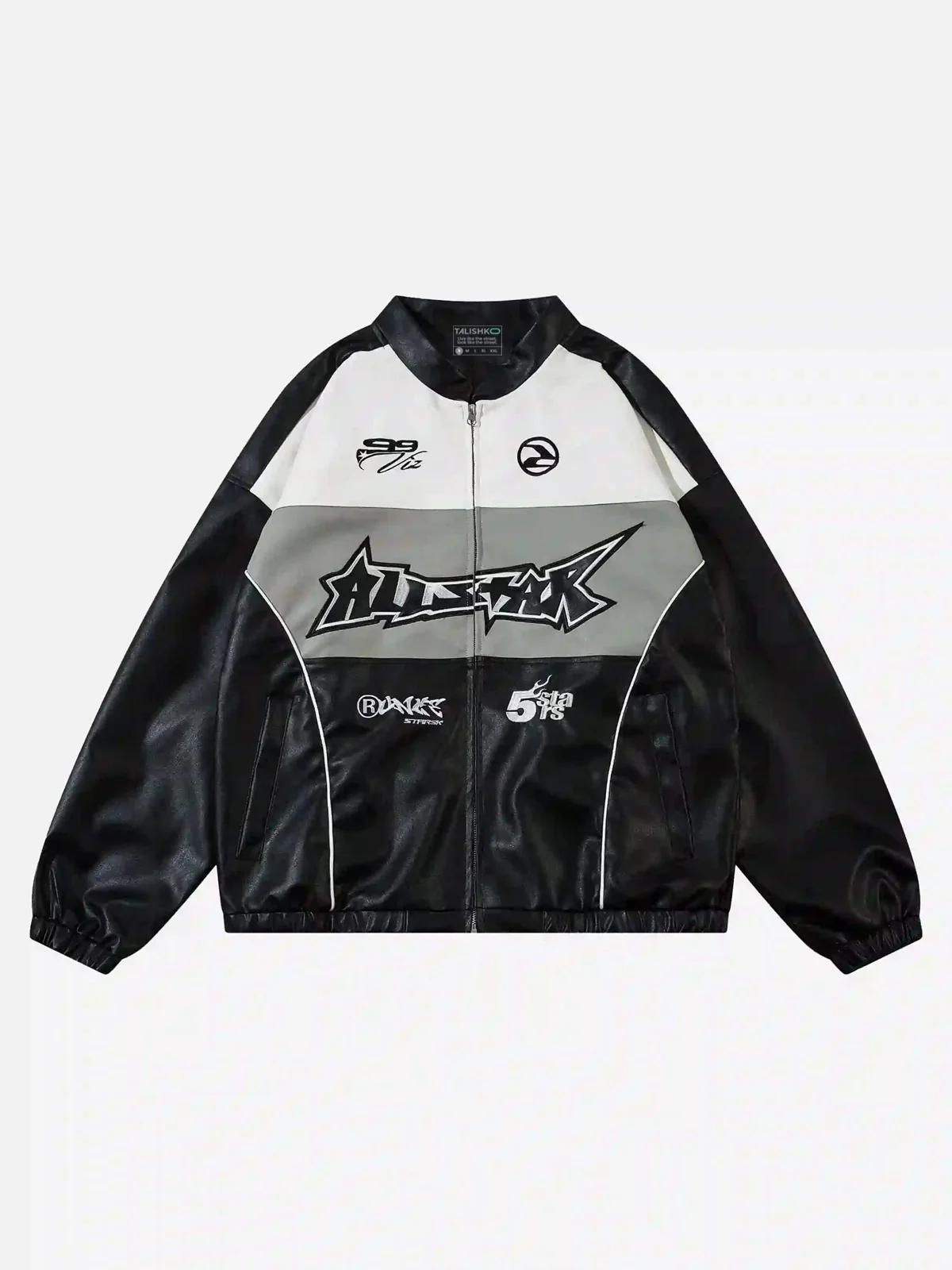 Concert Outfit Hip-Hop Street Style Stitching Pu Motorcycle Jacket