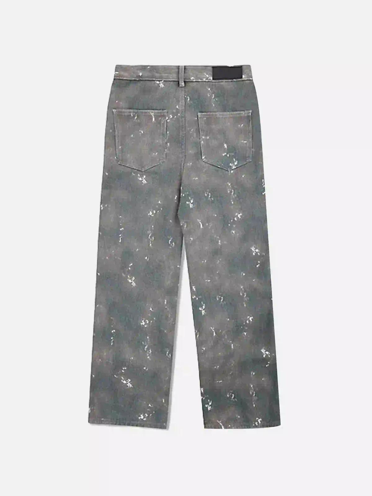 Concert Outfit Hip-Hop Style Ink-Splashed Camouflage Y2K Jeans