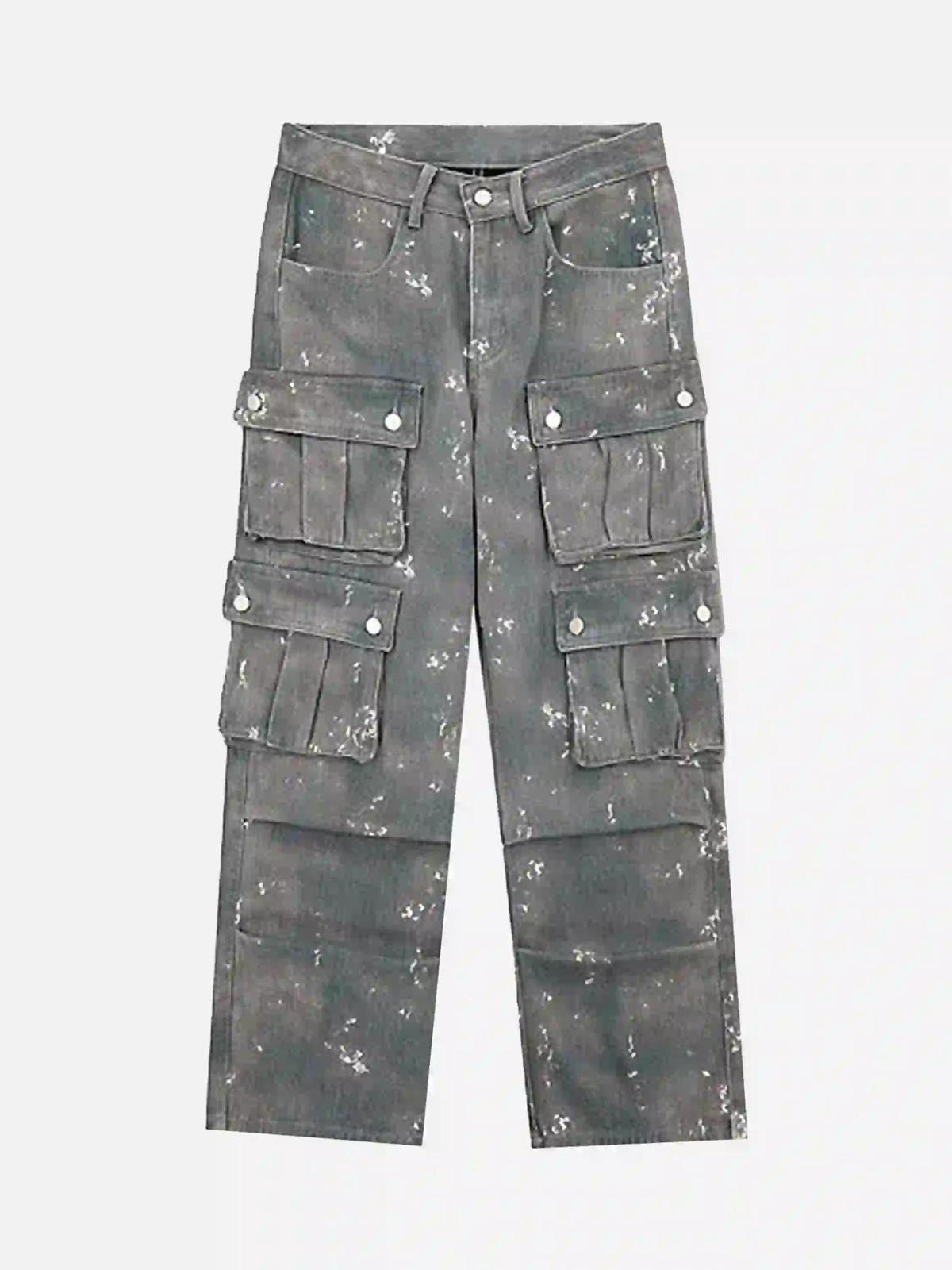 Concert Outfit Hip-Hop Style Ink-Splashed Camouflage Y2K Jeans