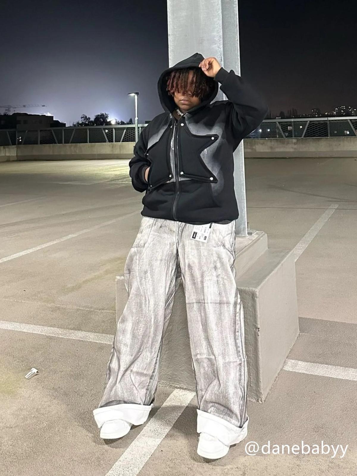 Concert Outfit Hip-Hop Style Painted Dirty Jeans