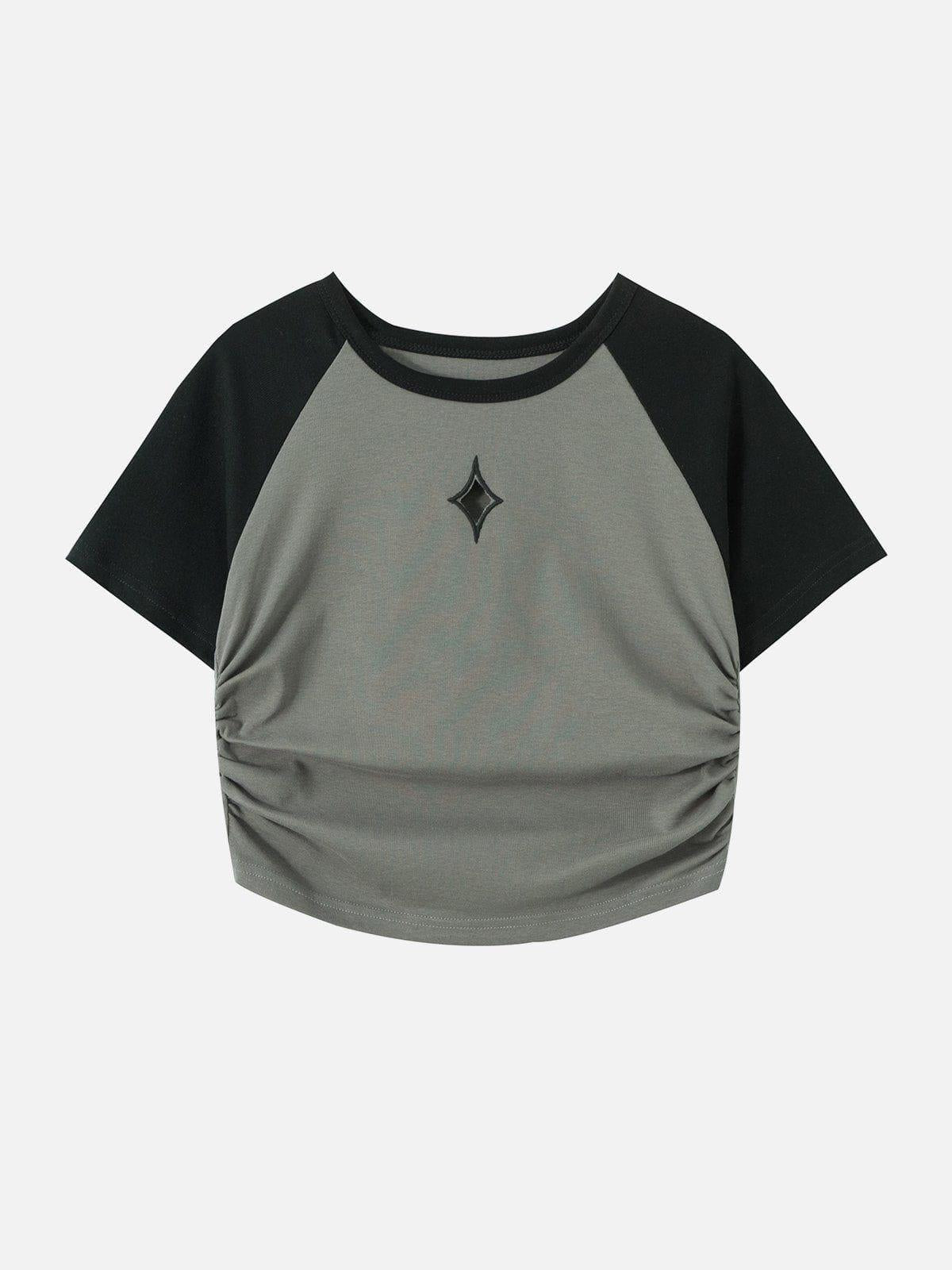 Concert Outfit Hollow Embroidery Pleating Tee