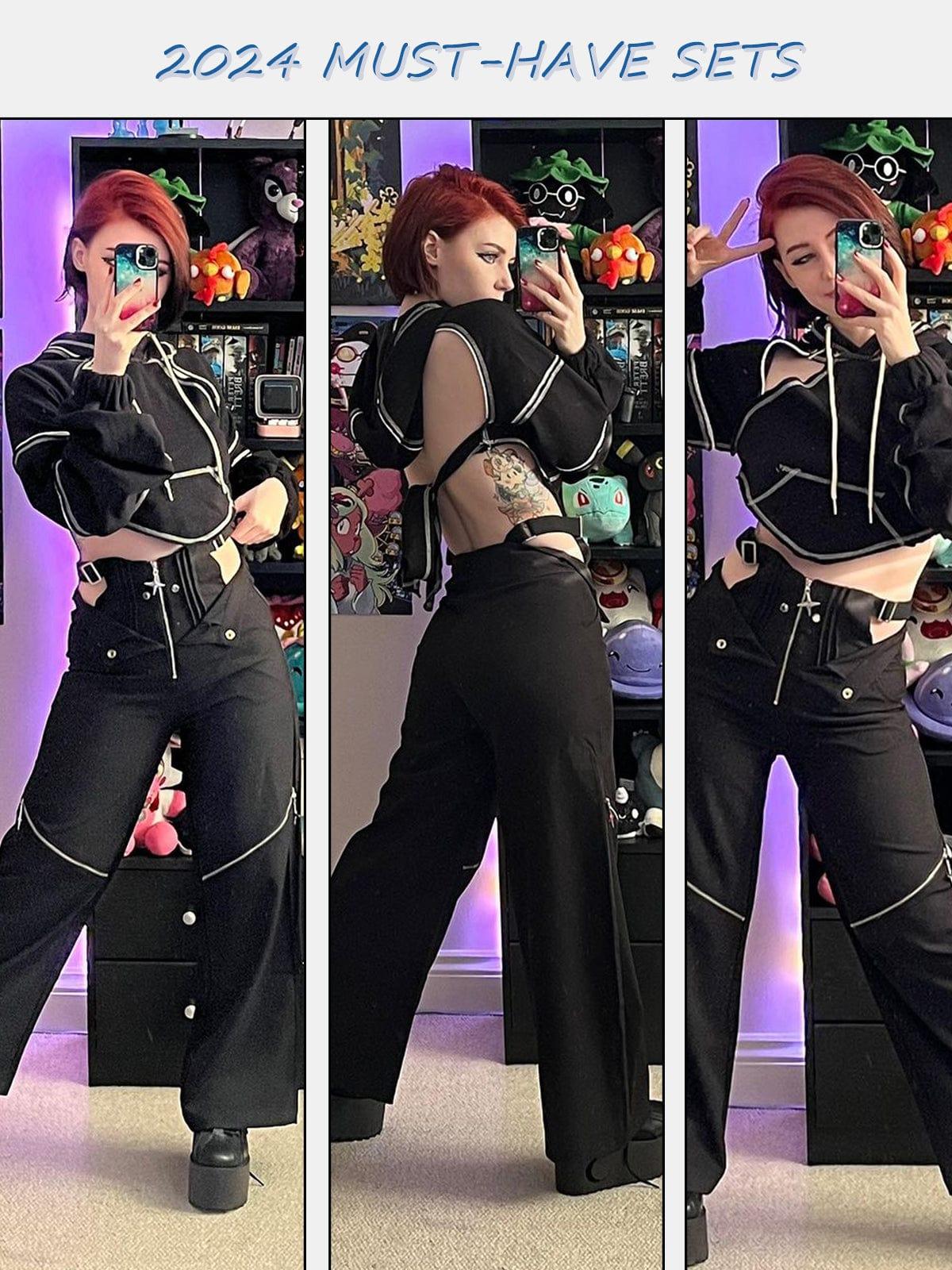 Concert Outfit Hollowed Back Tie-Bow Hoodie