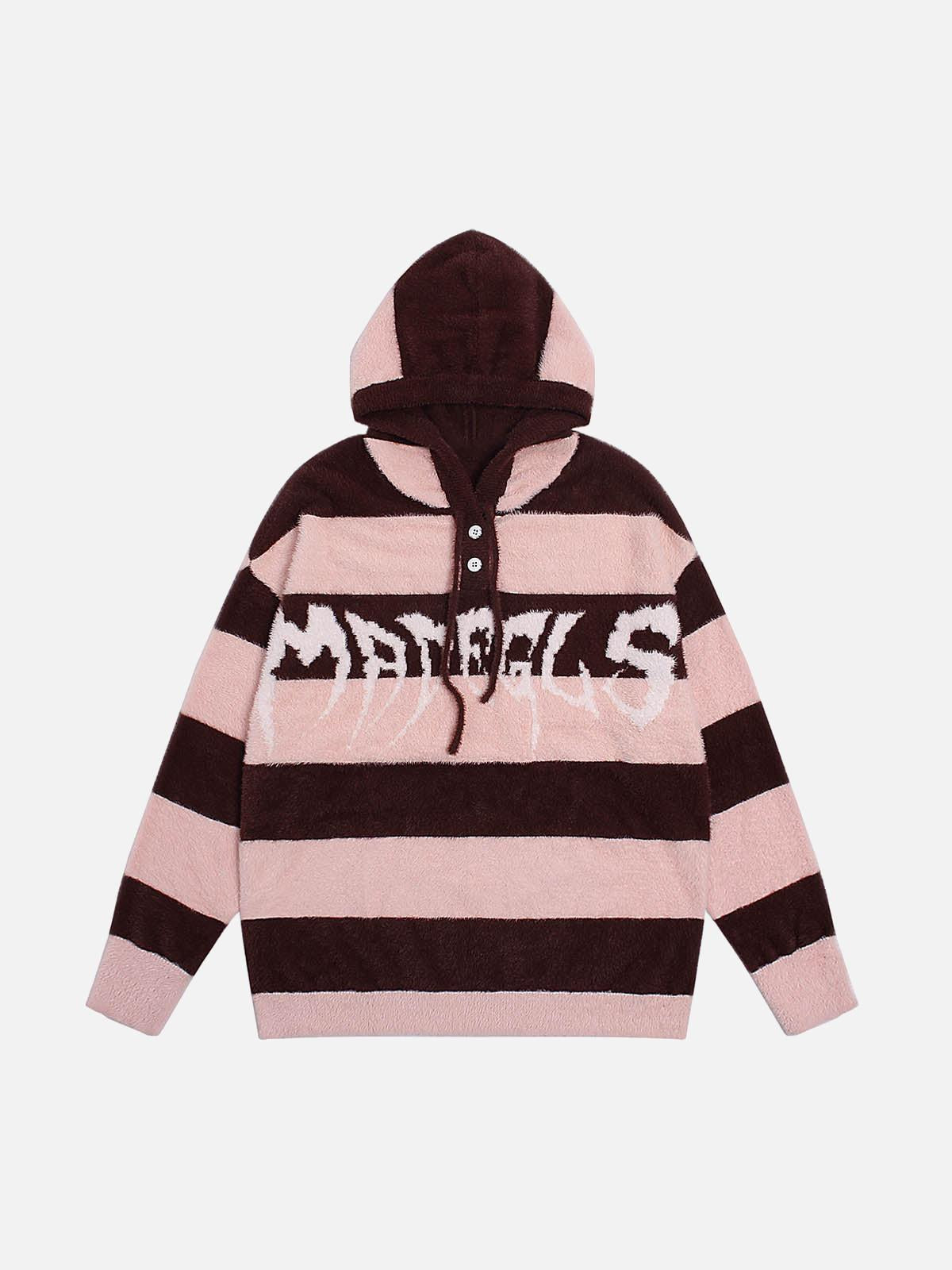 Concert Outfit Hooded Striped Knit Sweater
