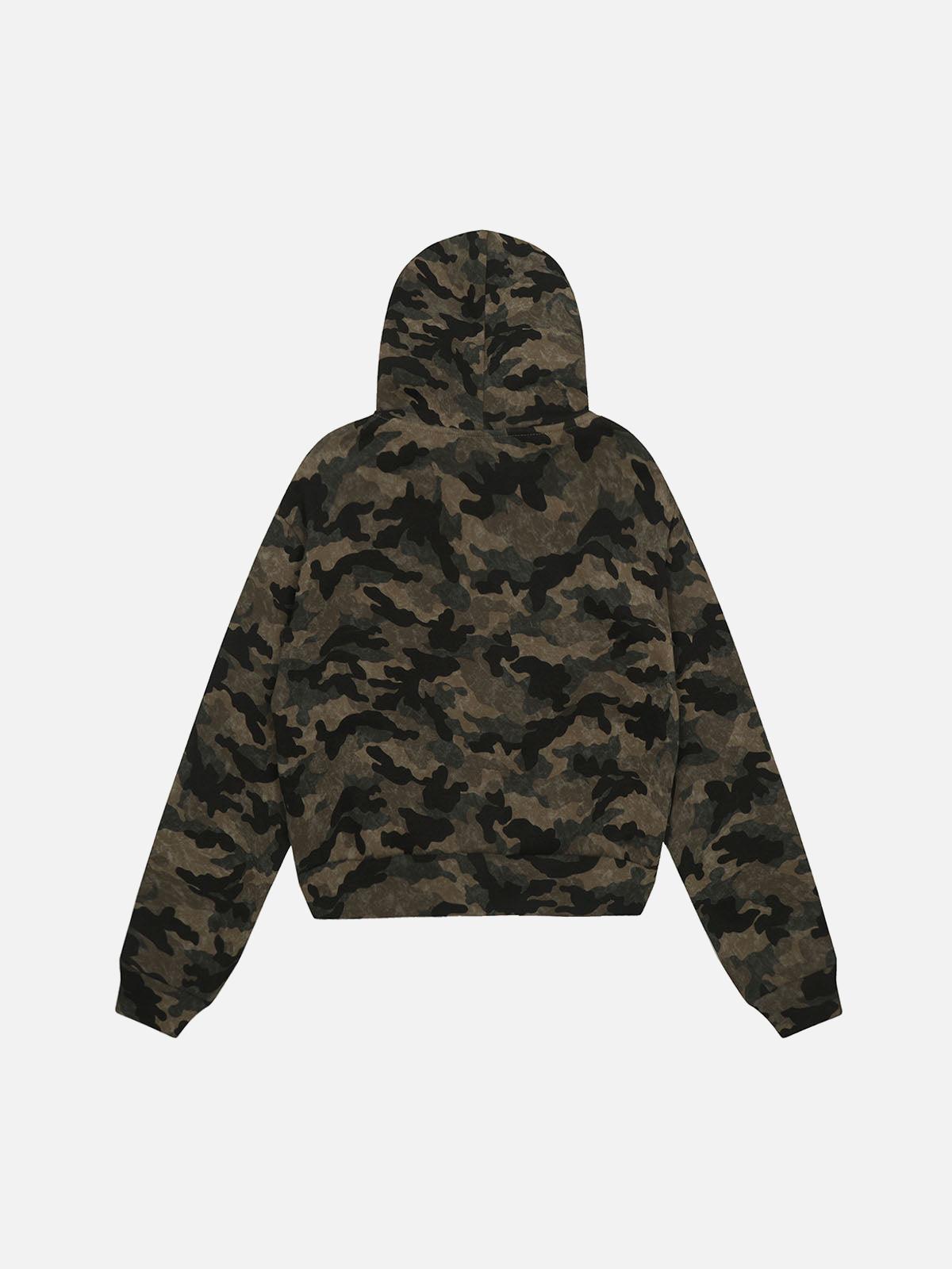 Concert Outfit Hotfix Rhinestones Camouflage Fur Hooded Fleece Jacket
