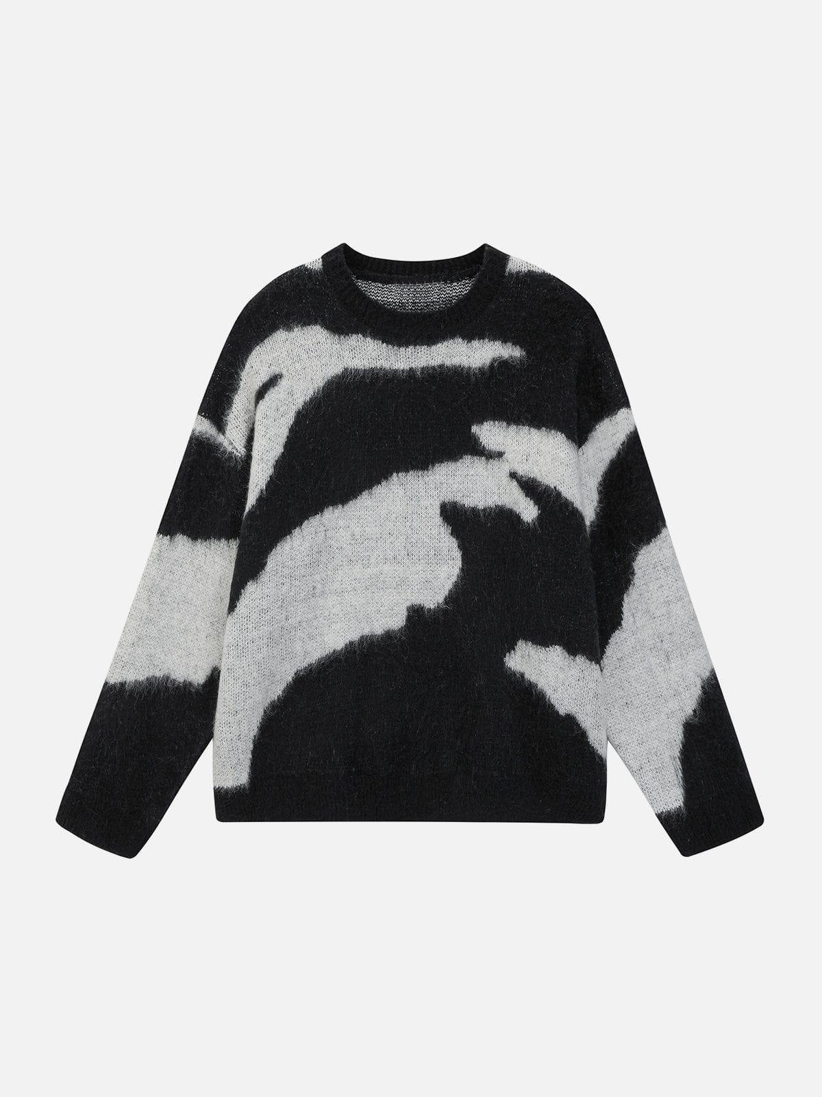 Concert Outfit Irregular Contrasting Color Sweater