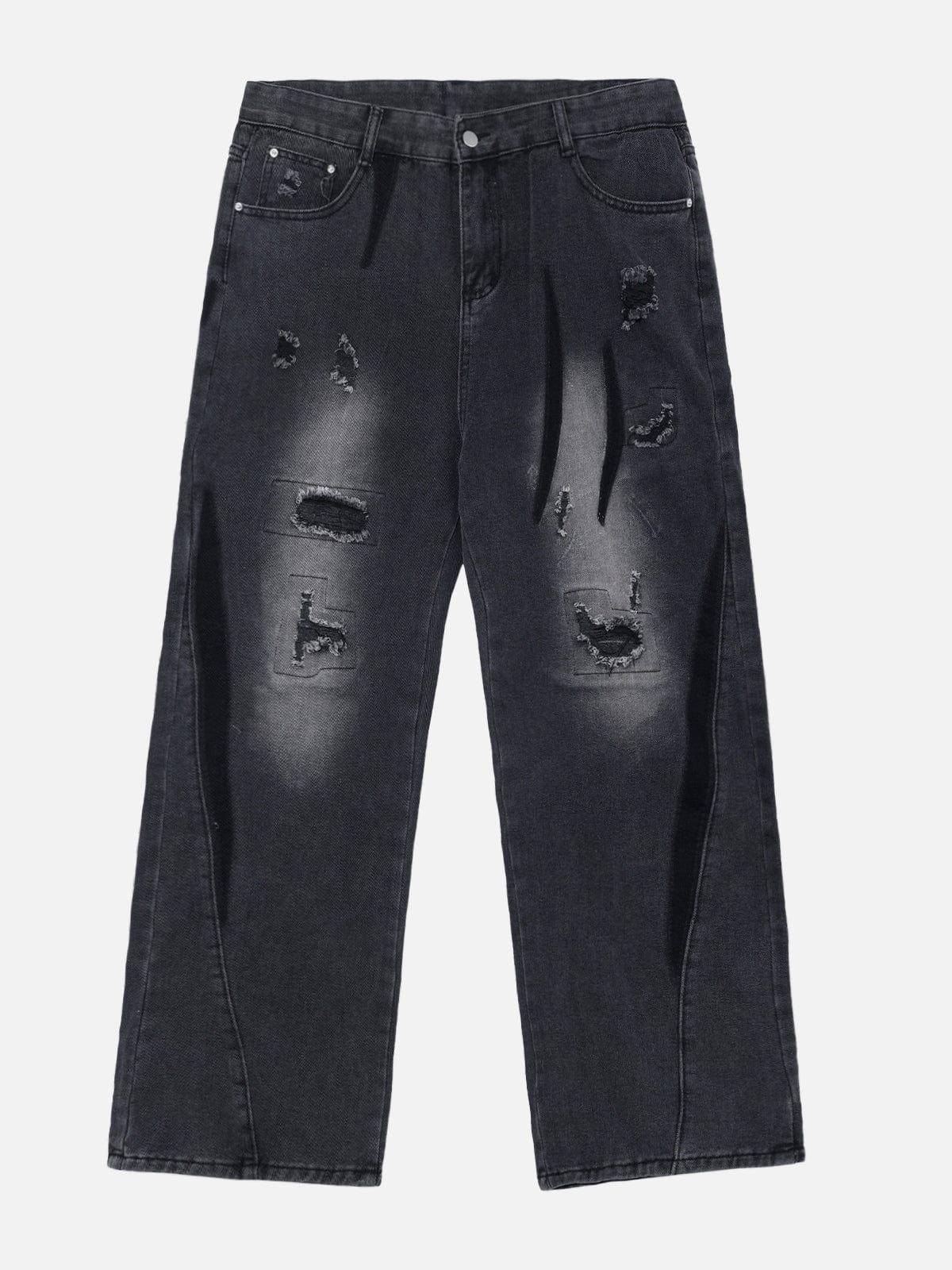 Concert Outfit Irregular Patch Ripped Jeans