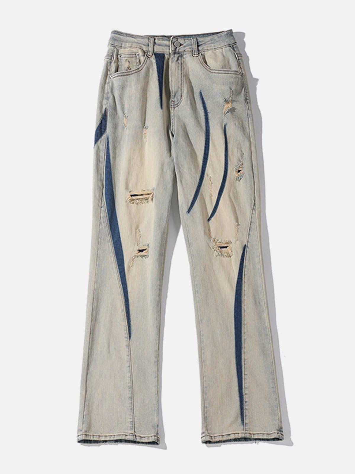 Concert Outfit Irregular Patch Ripped Jeans