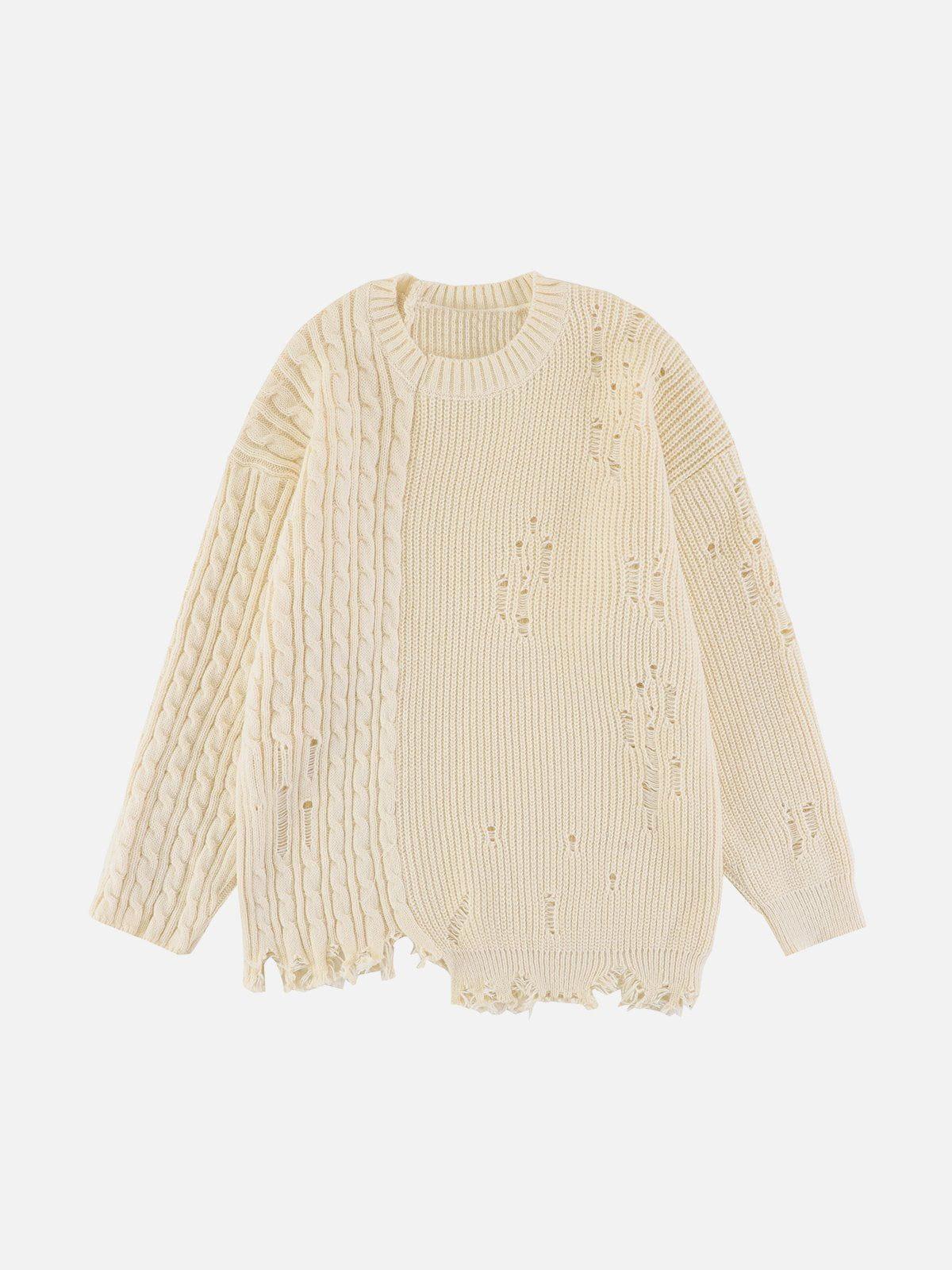 Concert Outfit Irregular Patchwork Twist Sweater