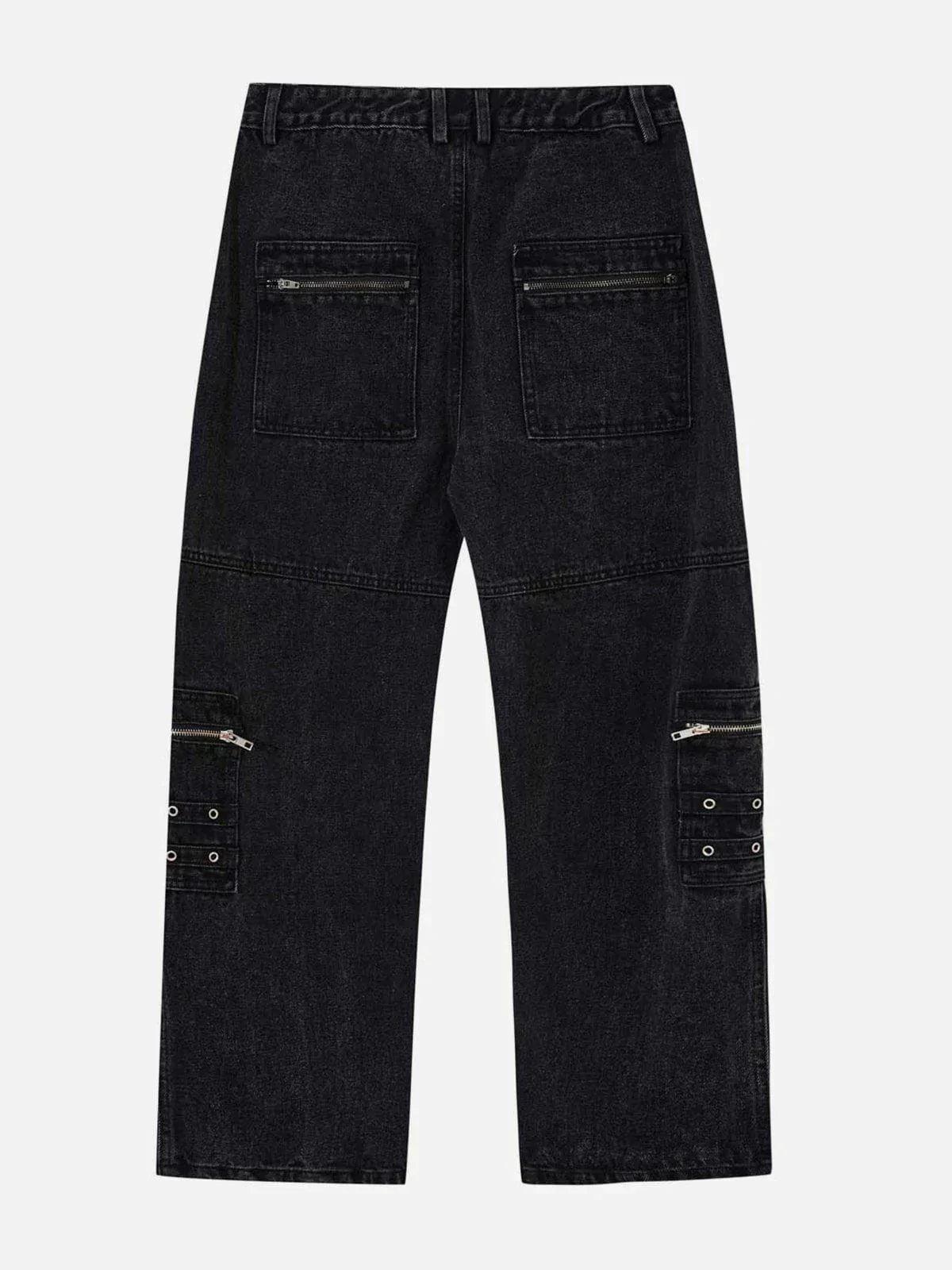 Concert Outfit Irregular Pocket Washed Jeans