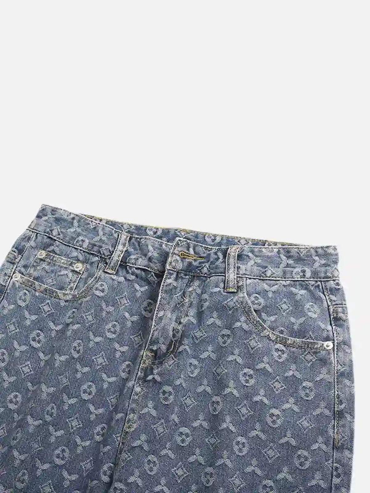 Concert Outfit Jacquard Baggy Denim Jeans