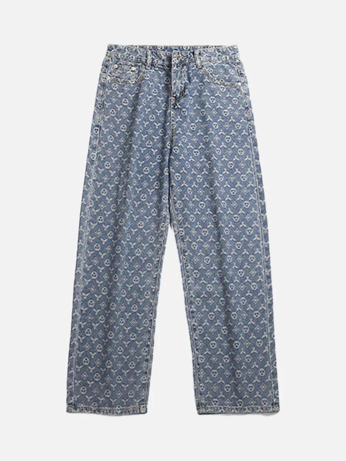 Concert Outfit Jacquard Baggy Denim Jeans