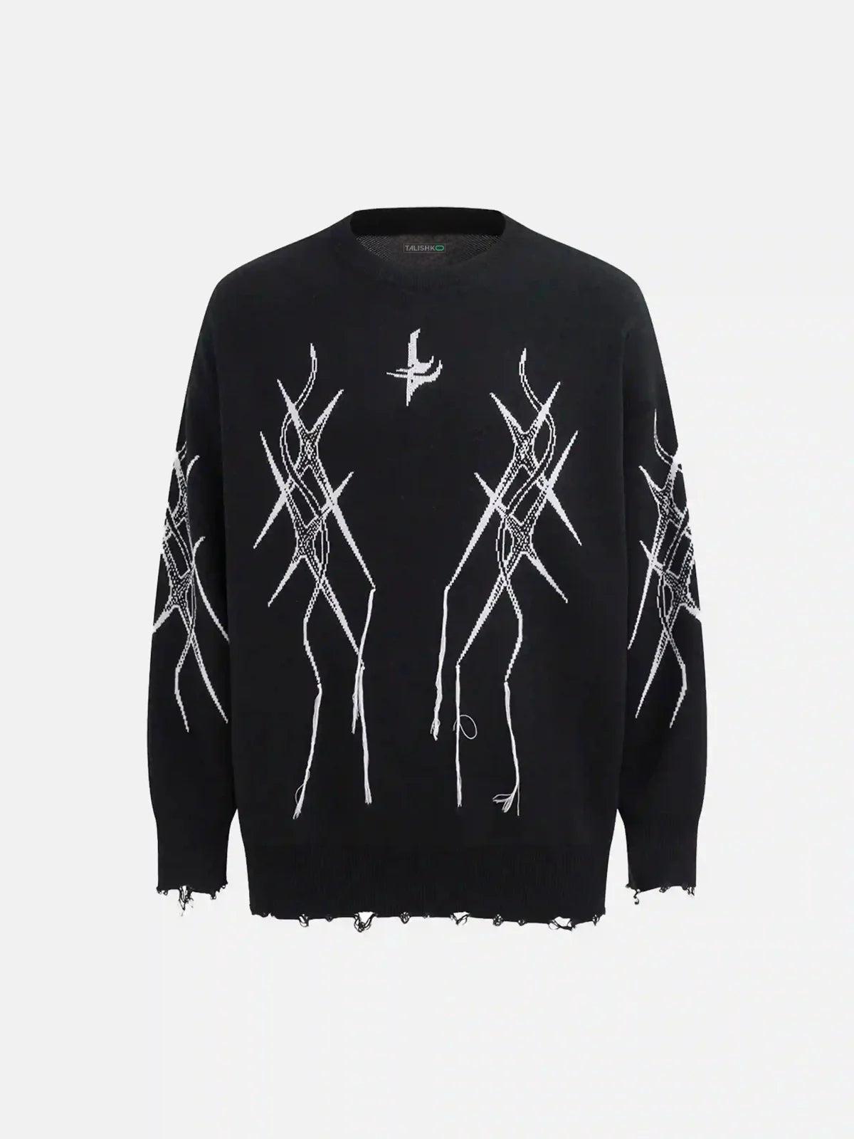 Concert Outfit Jacquard Thorns Tassel Sweater