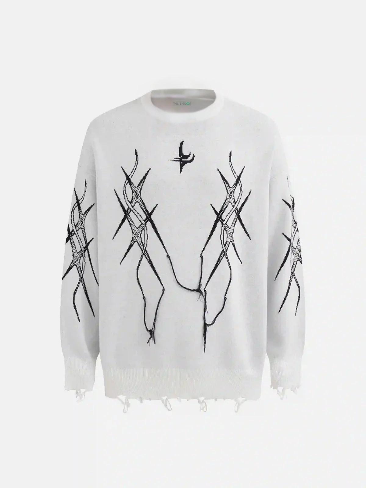 Concert Outfit Jacquard Thorns Tassel Sweater