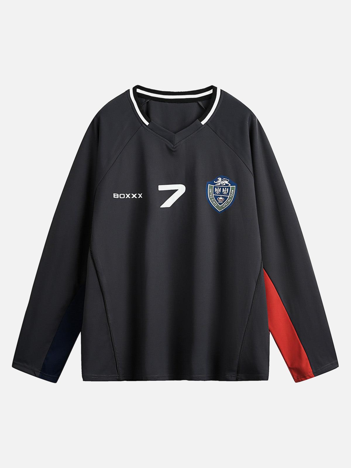 Concert Outfit Jersey Contrast Color Stitching Long Sleeve T-Shirt