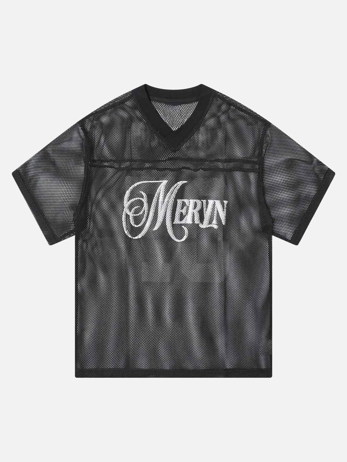Concert Outfit Jersey Mesh Blouse Hollow T-Shirt