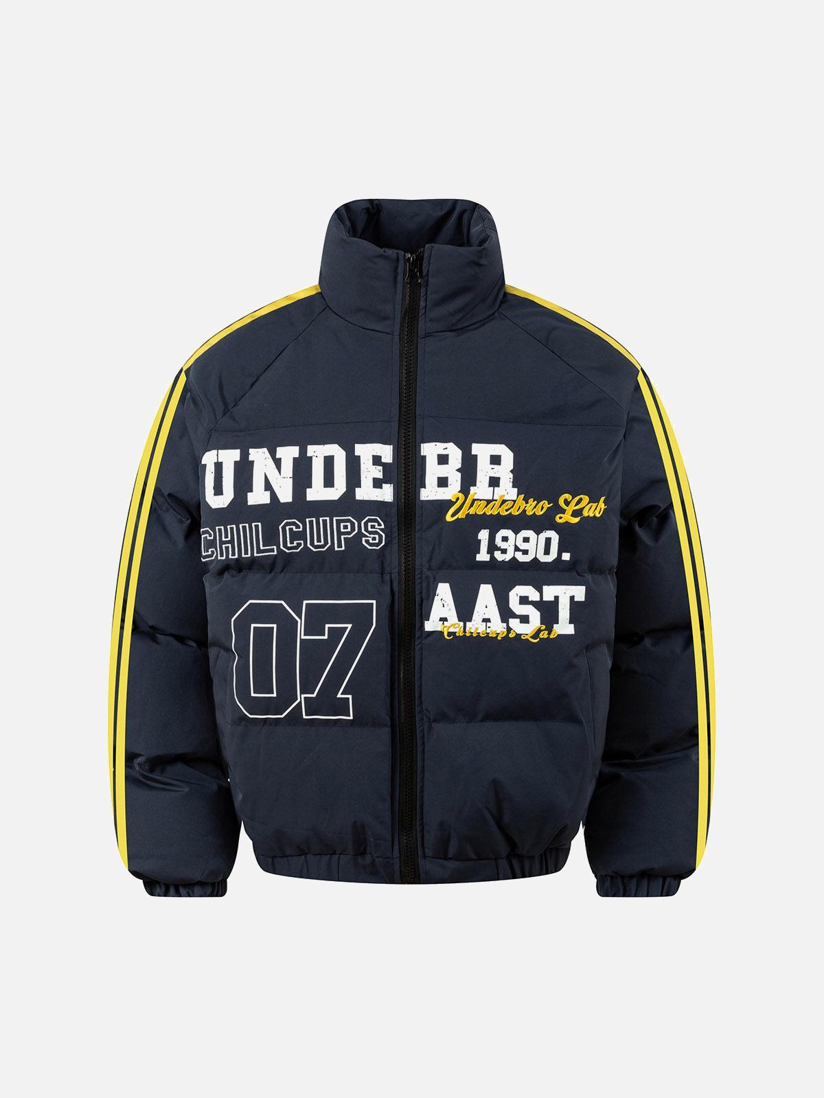 Concert Outfit Jersey Stand Collar Embroidered Quilted Puffer Jacket
