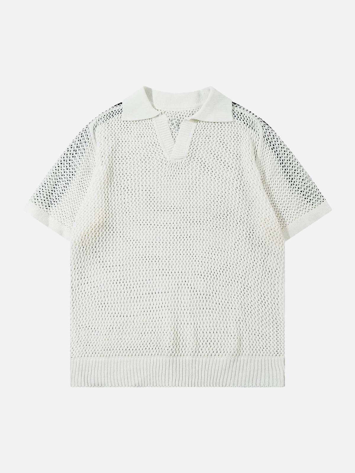 Concert Outfit Knitted Short Sleeve Polo Sweater