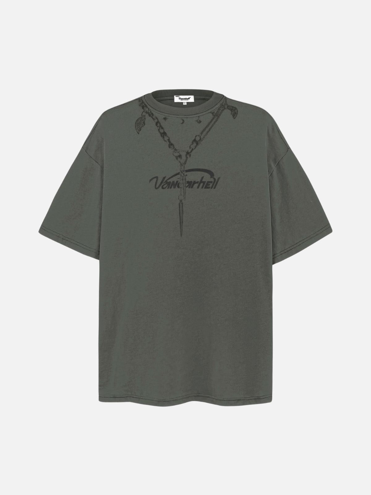 Concert Outfit Layered Chains Graphic Print Tee
