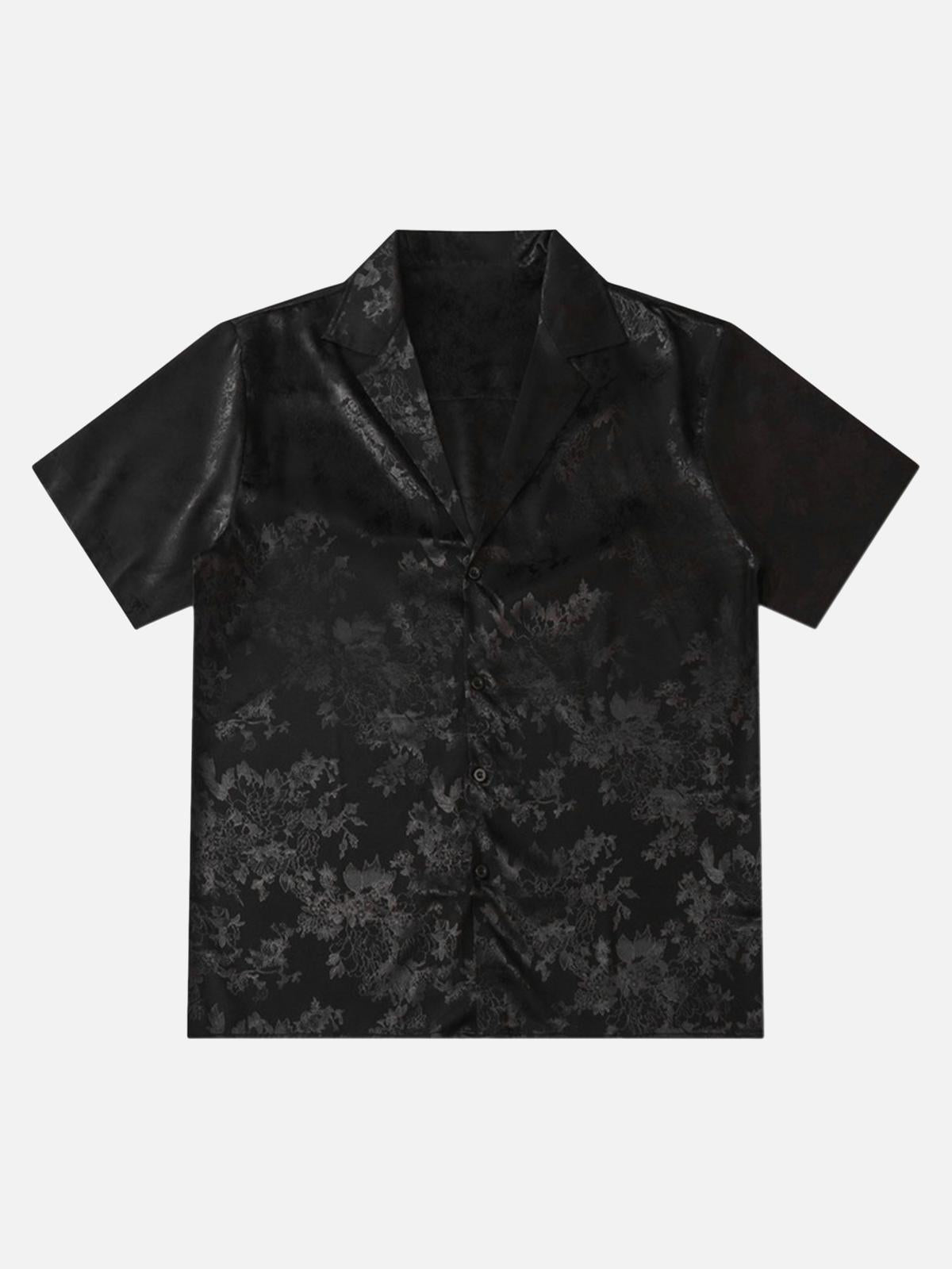 Concert Outfit Leaves Pattern  Black Vintage Shirts